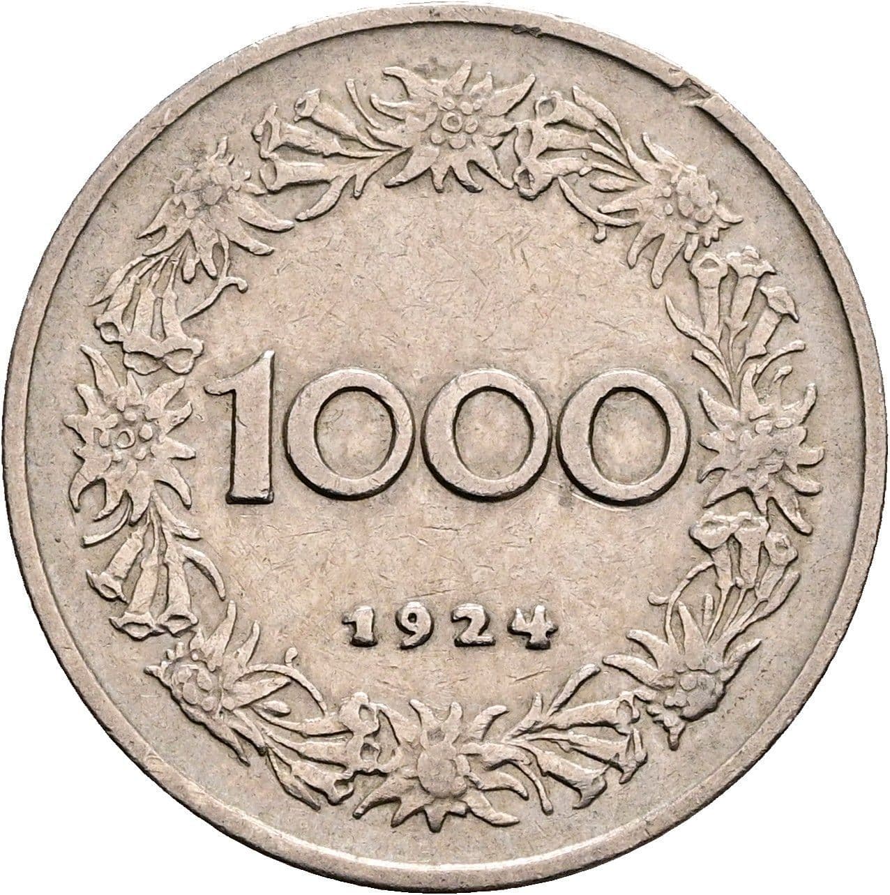 1000 Kronen 1924 – Rückseite
