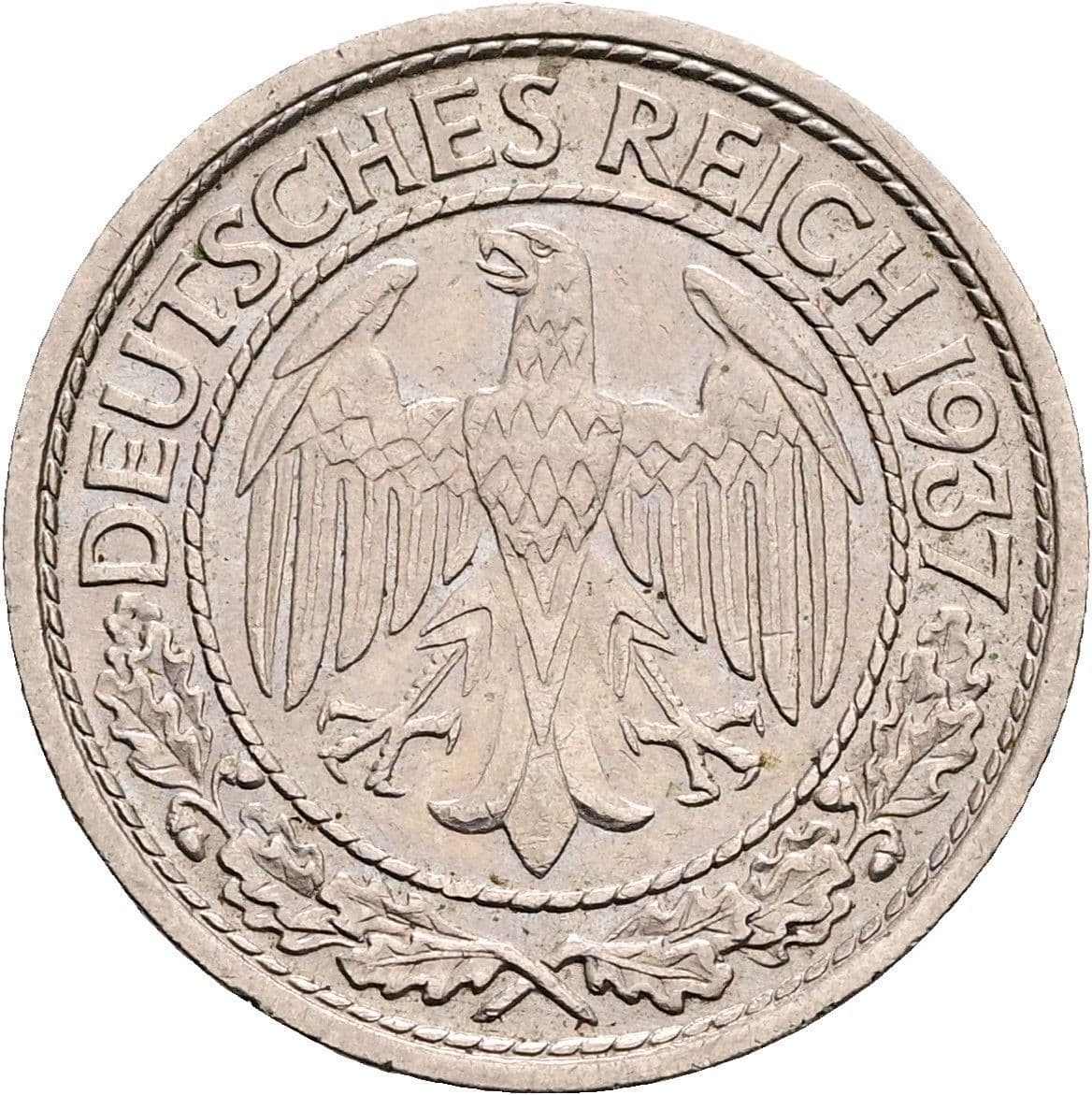 50 Reichspfennig 1937 D – Rückseite