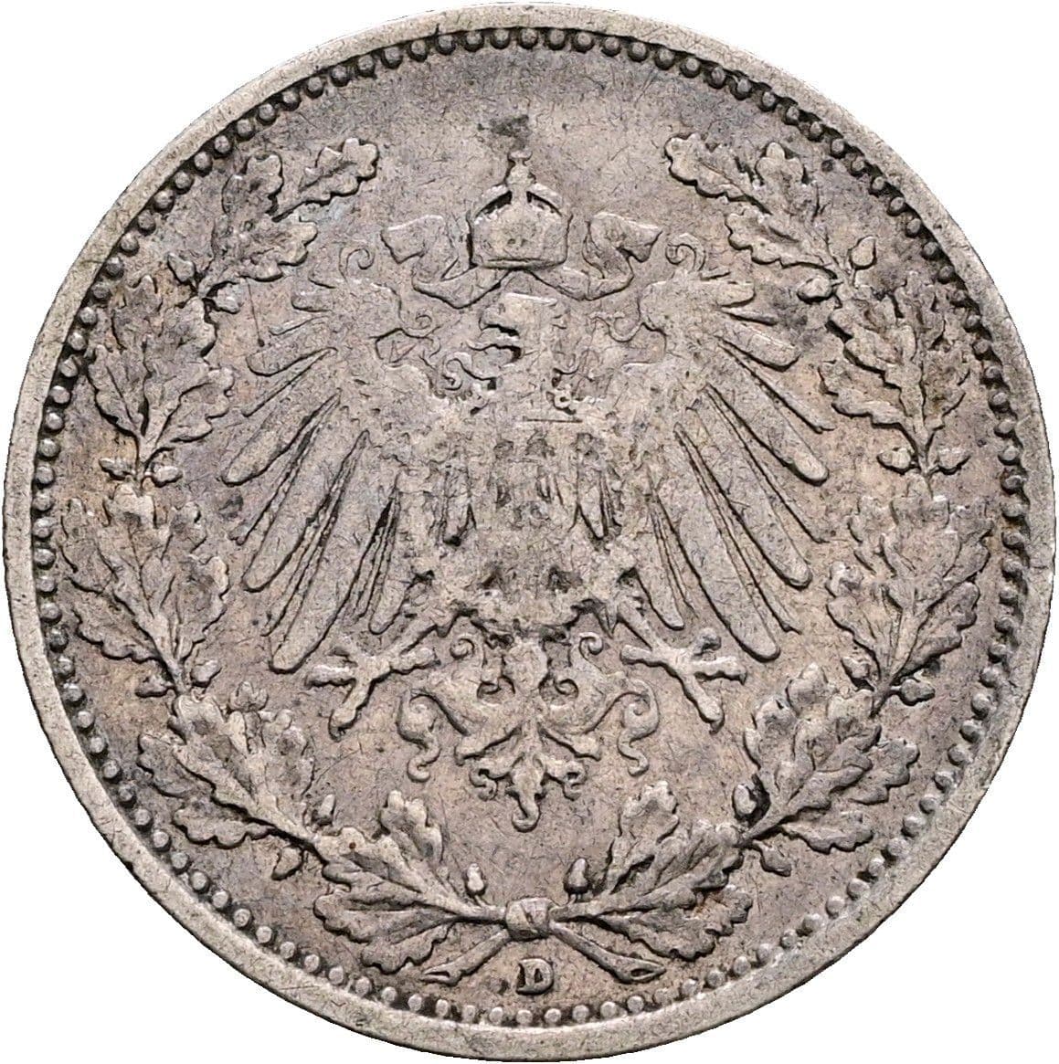 1/2 Mark 1909 D – Rückseite