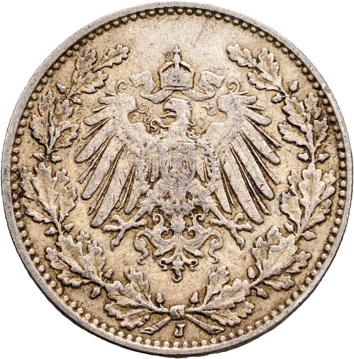 1/2 Mark 1907 J – Rückseite