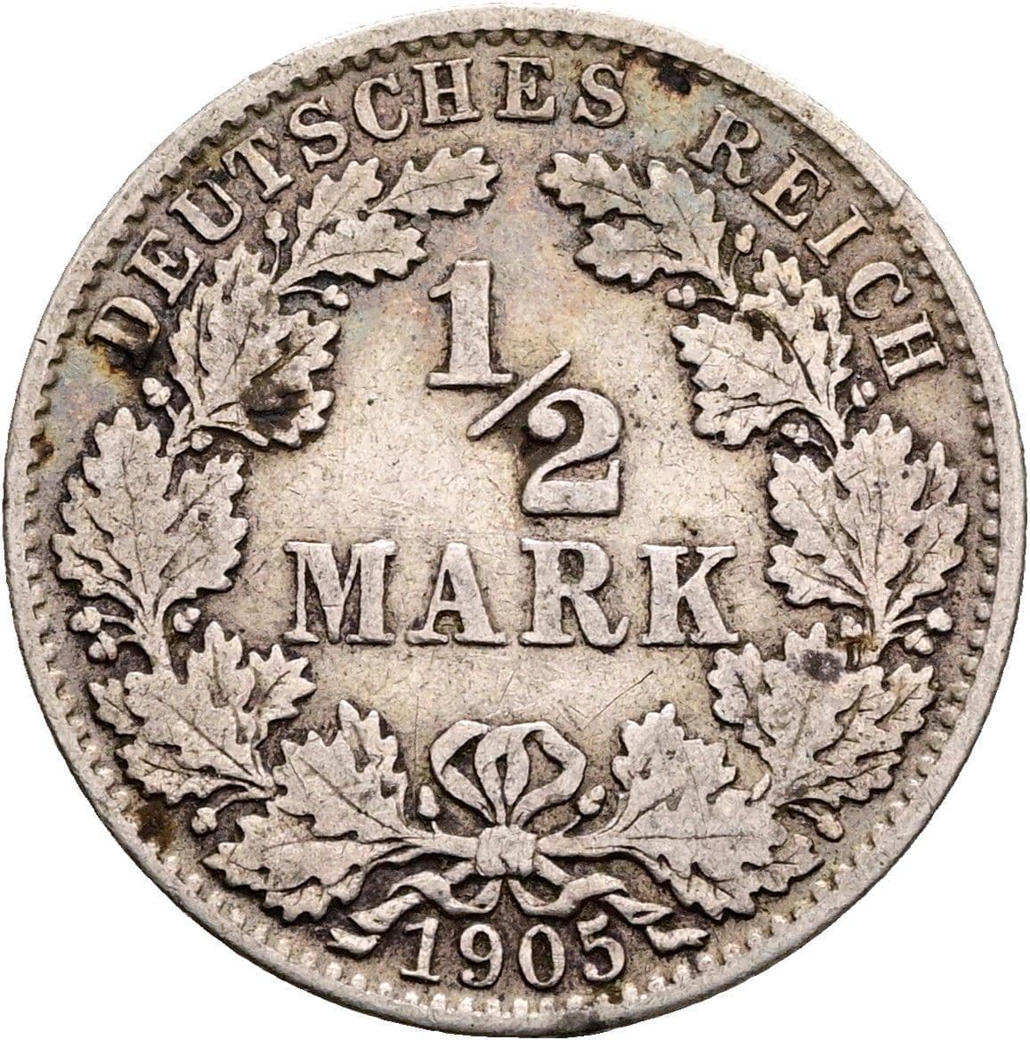 1/2 Mark 1905 J – Vorderseite