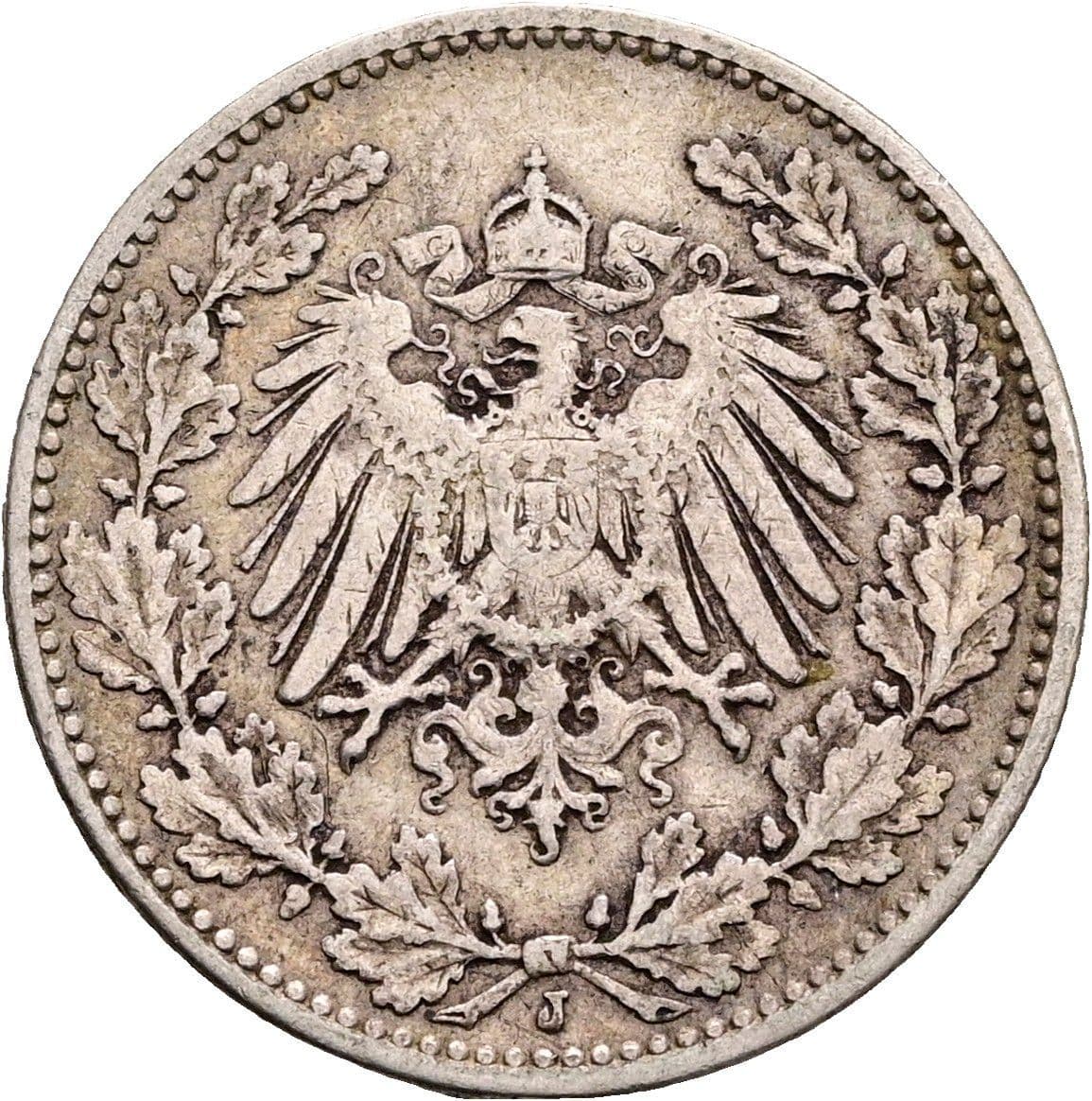 1/2 Mark 1905 J – Rückseite