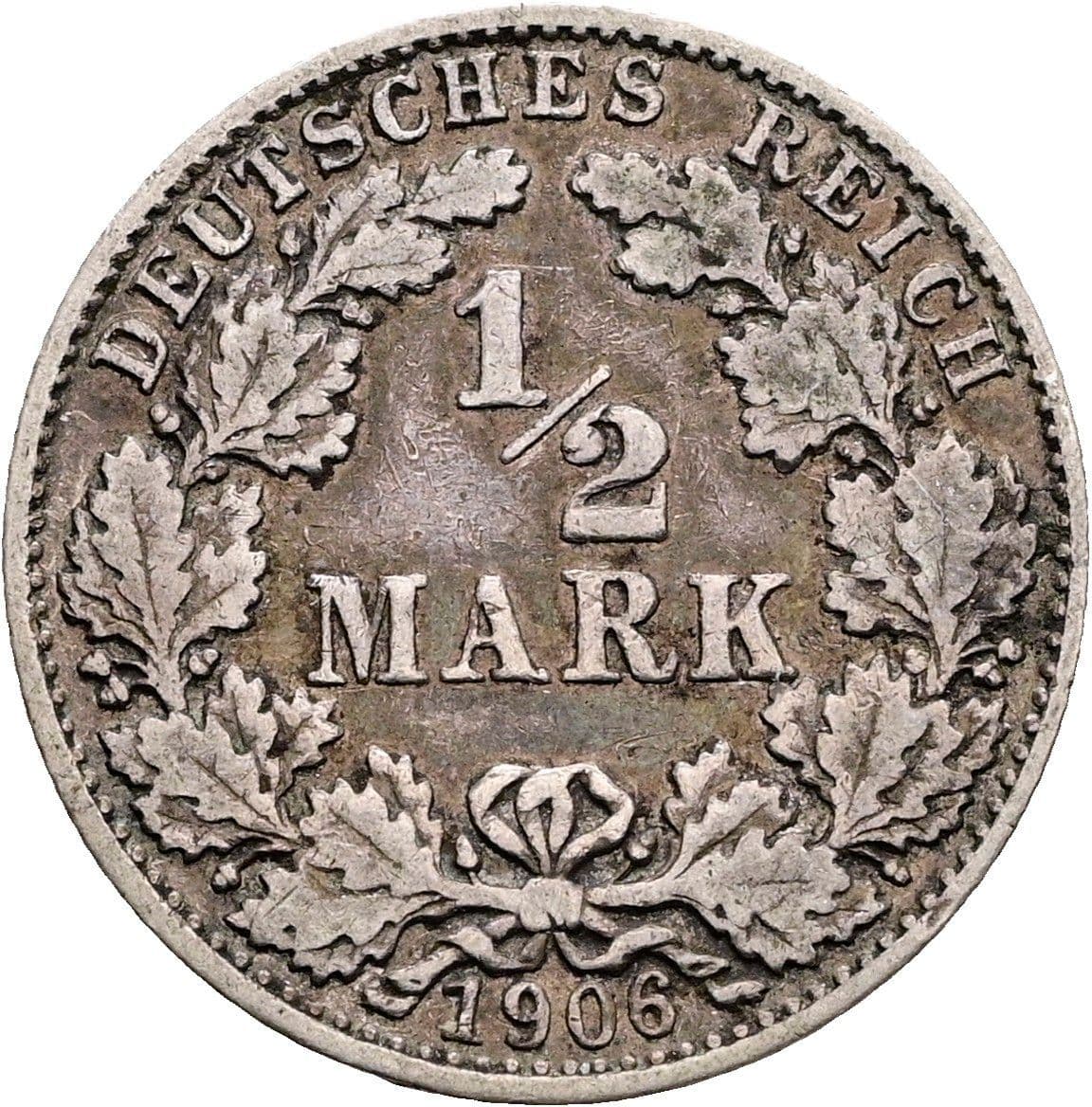 1/2 Mark 1906 D – Vorderseite