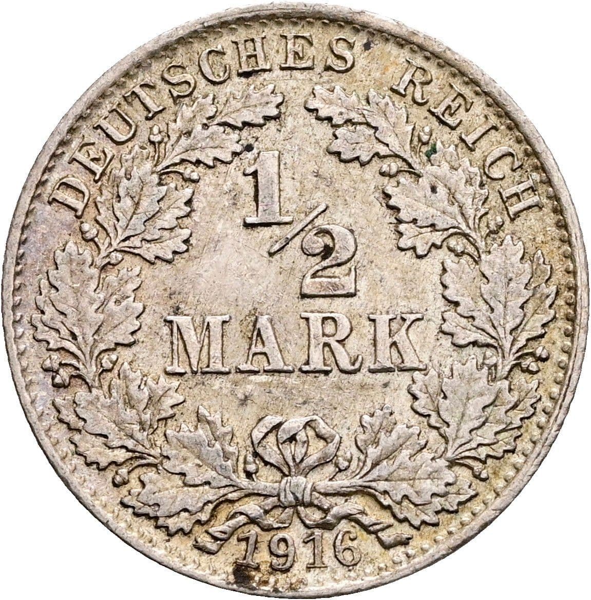 1/2 Mark 1916 D – Vorderseite