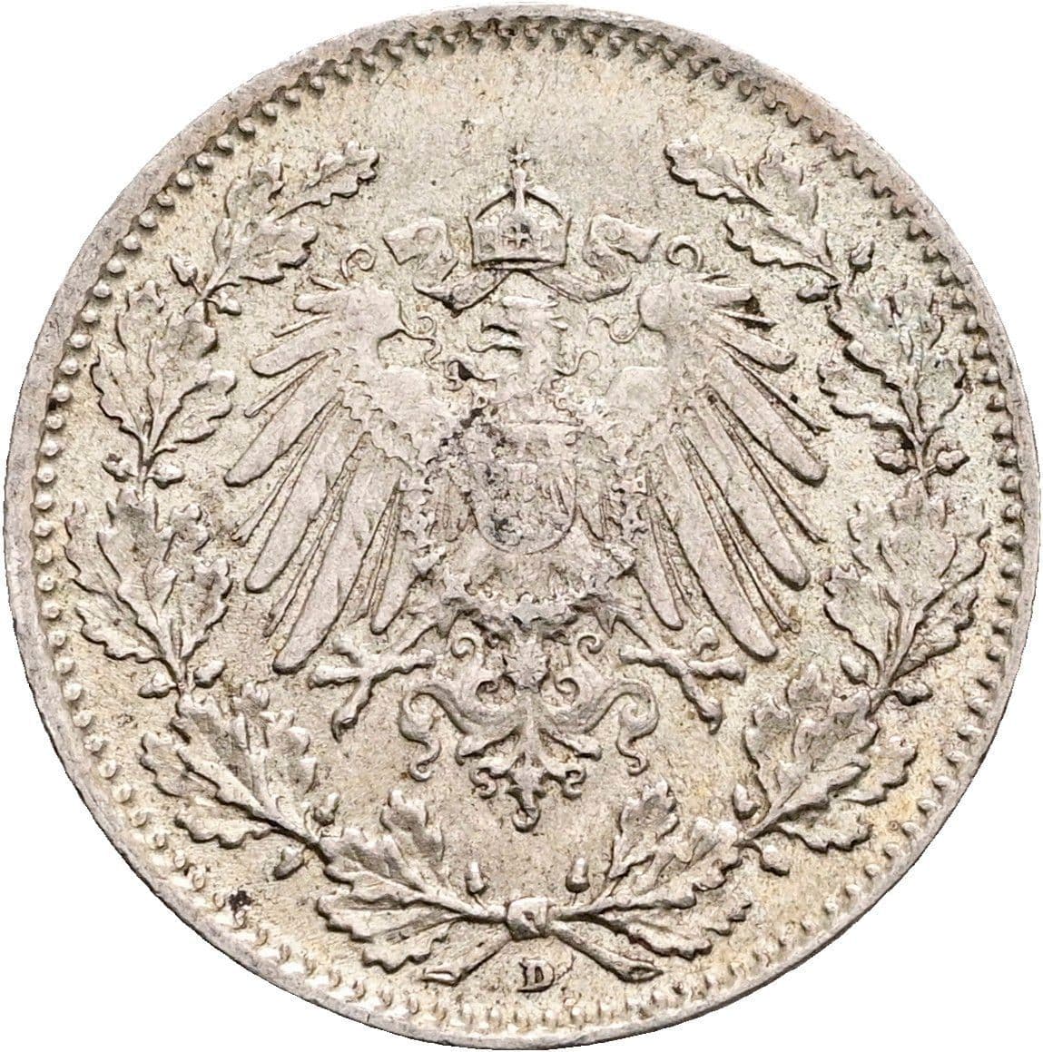 1/2 Mark 1916 D – Rückseite