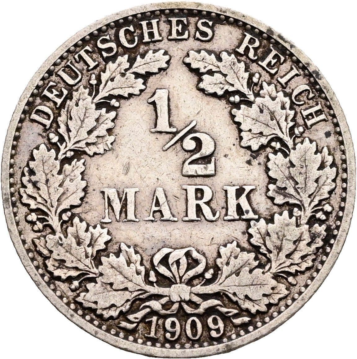 1/2 Mark 1909 G – Vorderseite