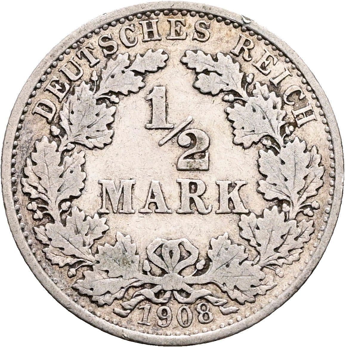 1/2 Mark 1908 A – Vorderseite