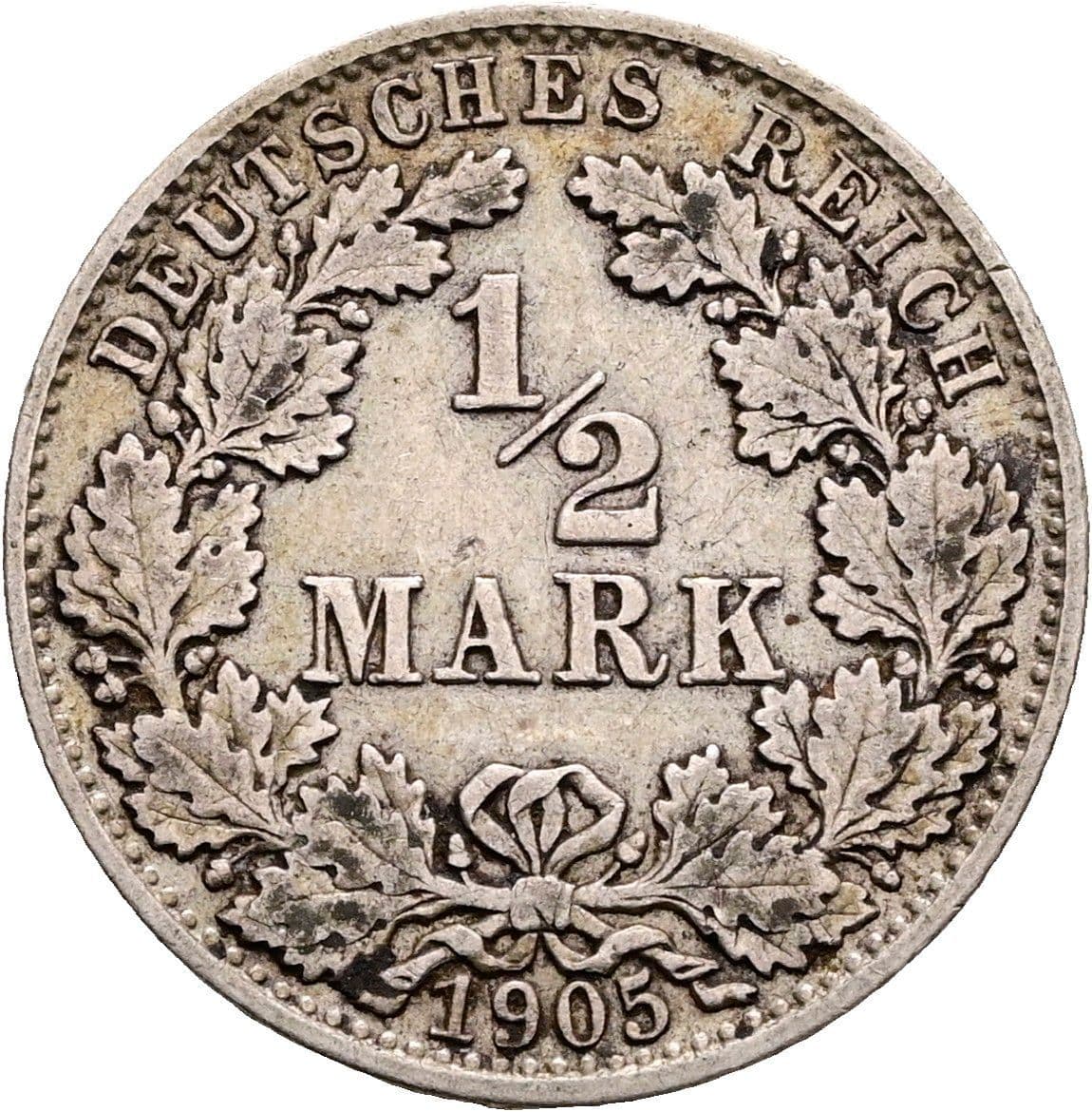 1/2 Mark 1905 D – Vorderseite