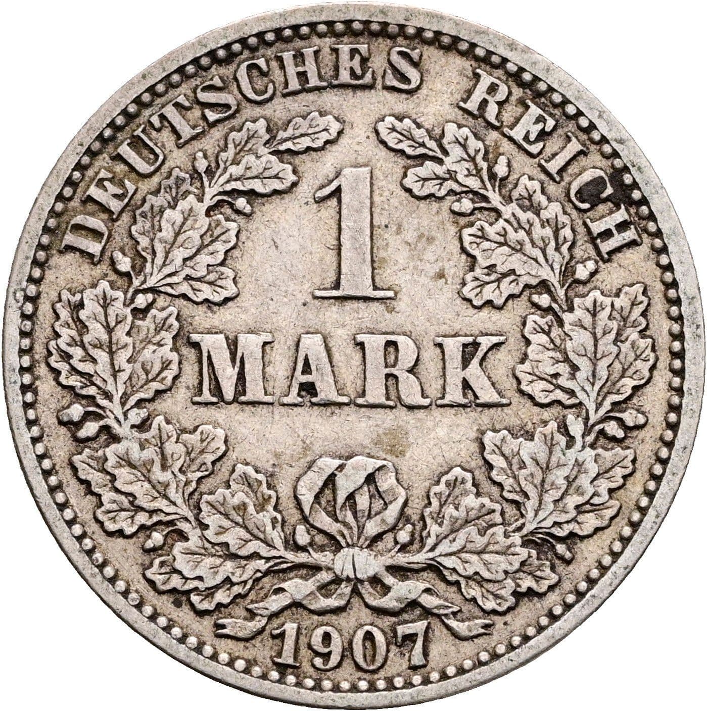 1 Mark 1907 J – Vorderseite