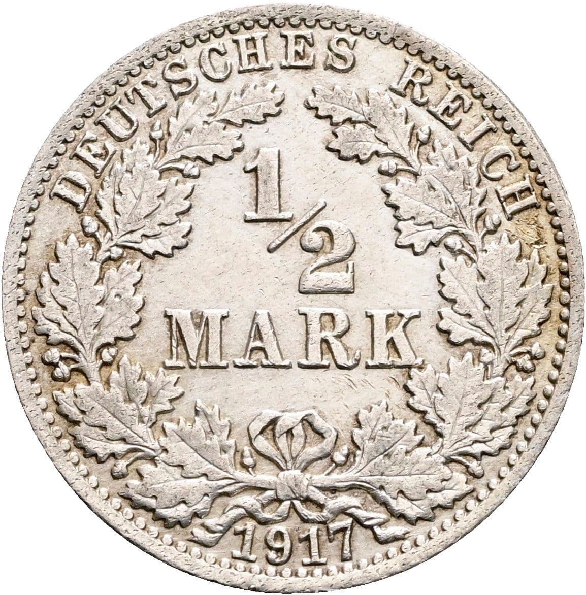 1/2 Mark 1917 A – Vorderseite