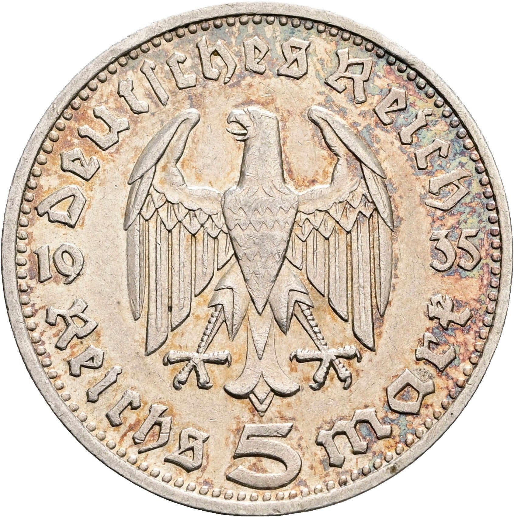 5 Reichsmark 1935 D – Rückseite