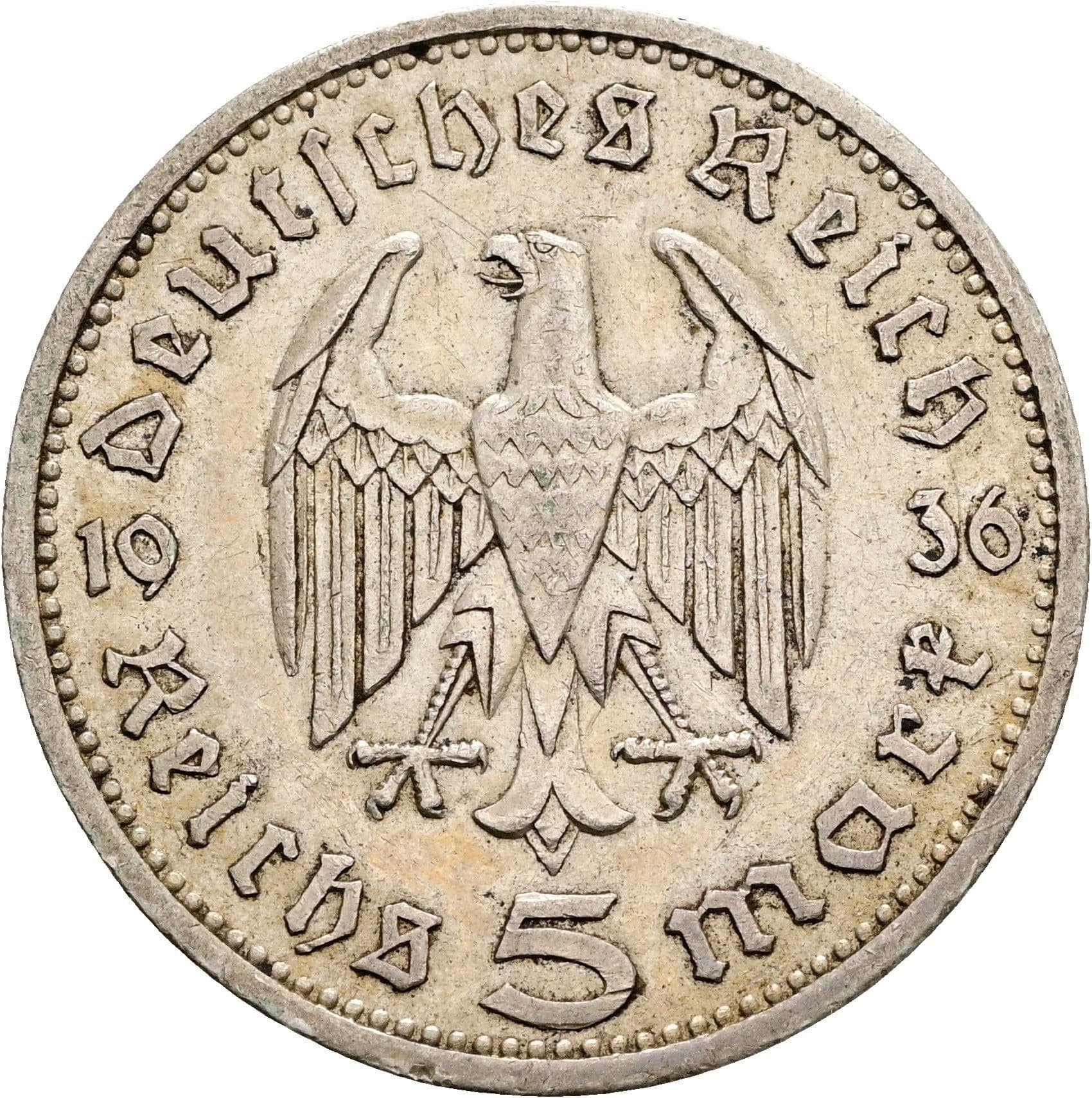 5 Reichsmark 1936 A – Rückseite