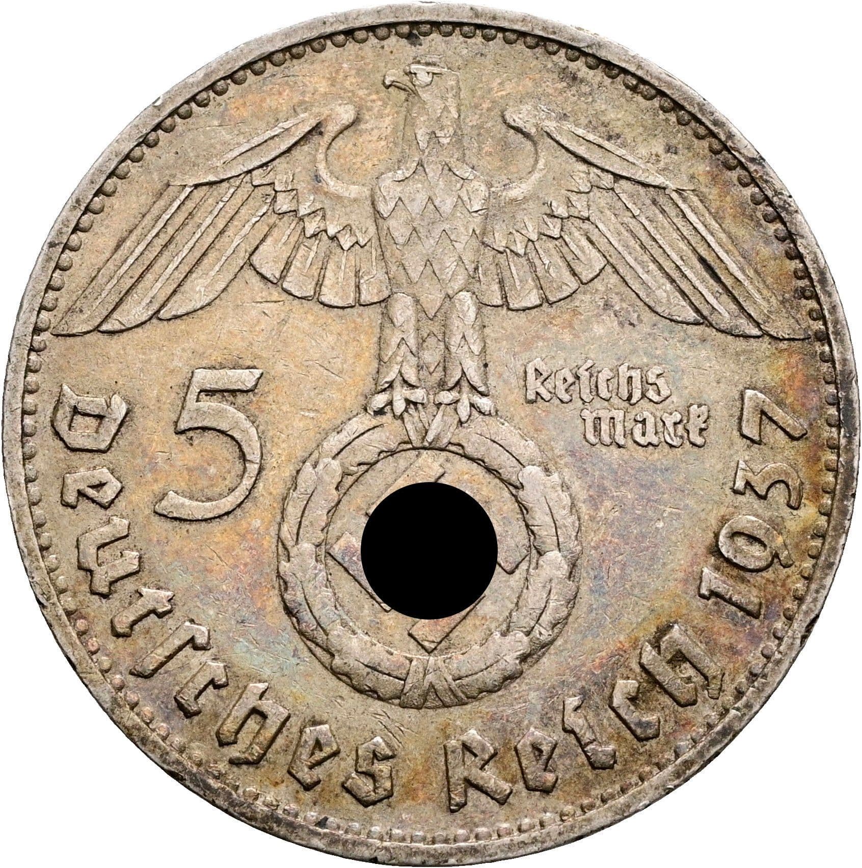 5 Reichsmark 1937 D – Rückseite