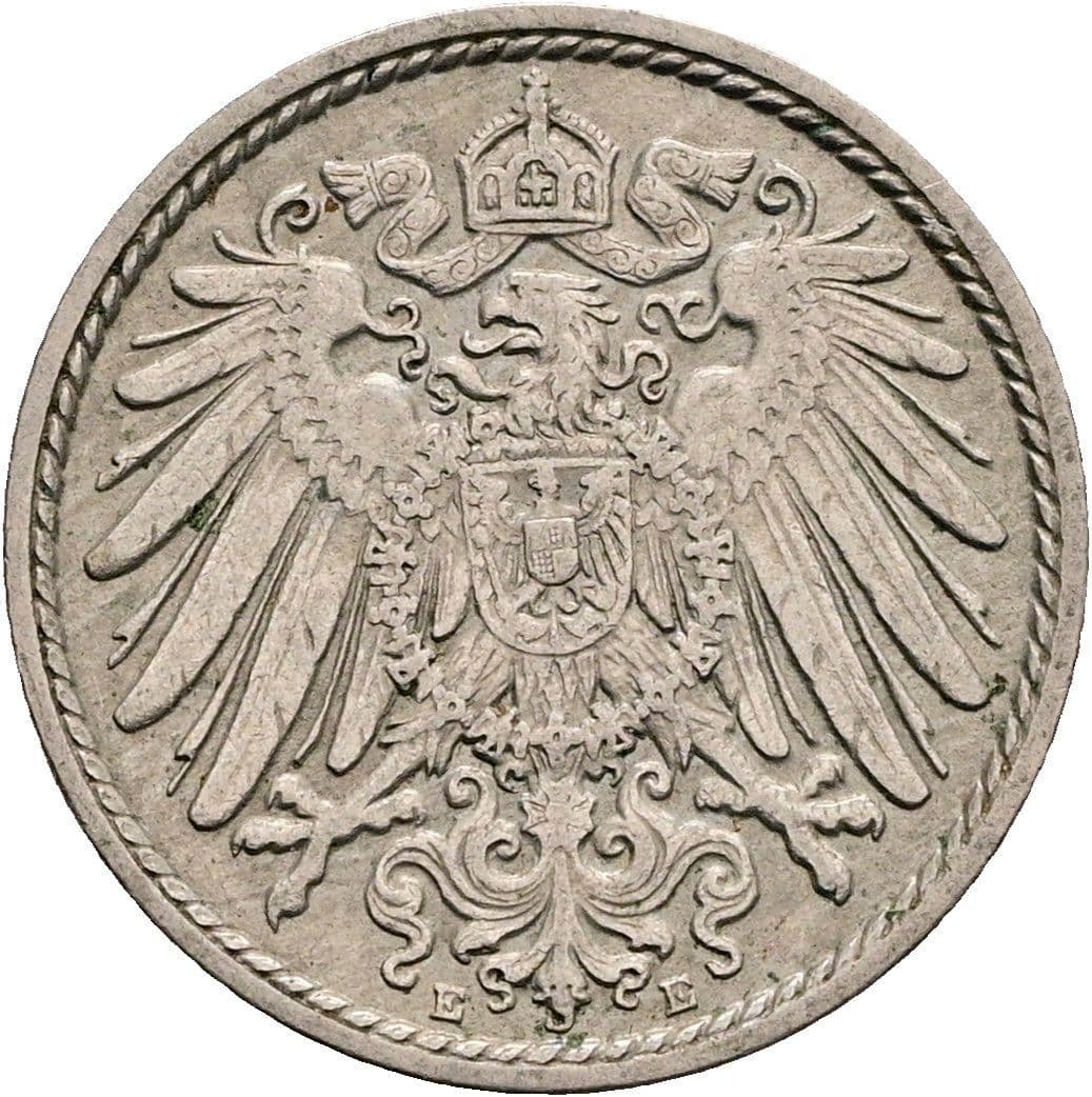 5 Pfennig 1908 E – Rückseite