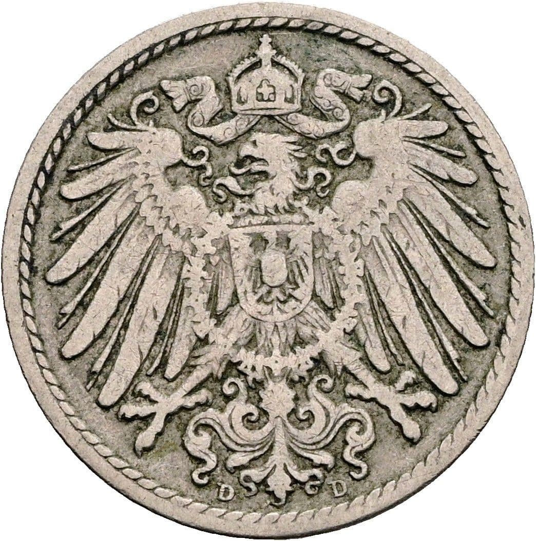 5 Pfennig 1897 D – Rückseite