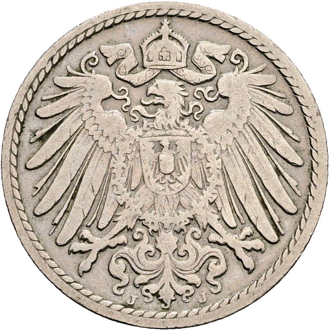 5 Pfennig 1902 J – Rückseite