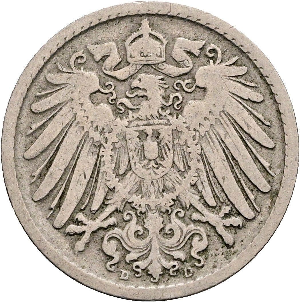 5 Pfennig 1897 D – Rückseite