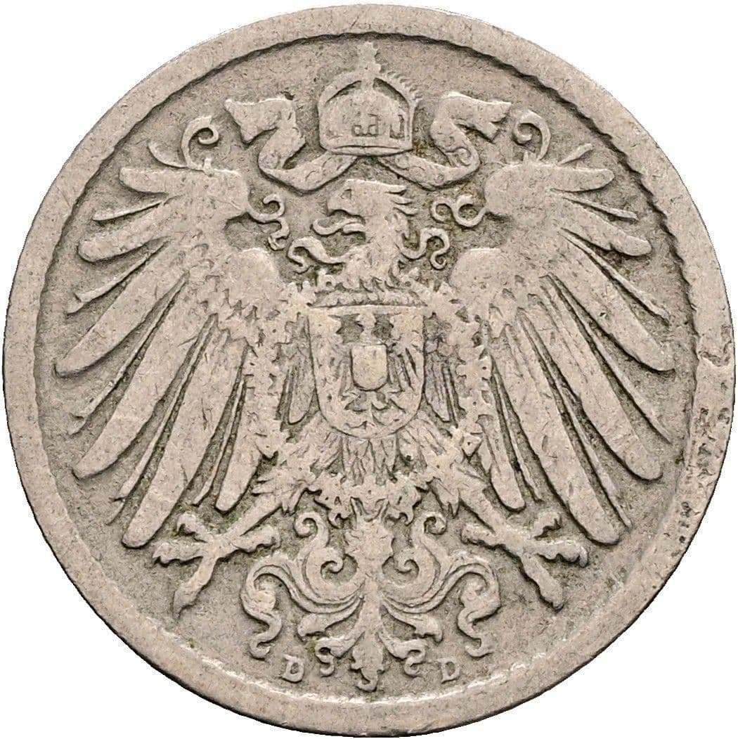 5 Pfennig 1898 D – Rückseite