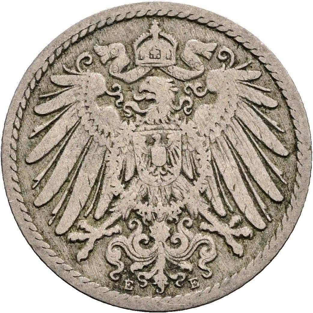 5 Pfennig 1890 E – Rückseite