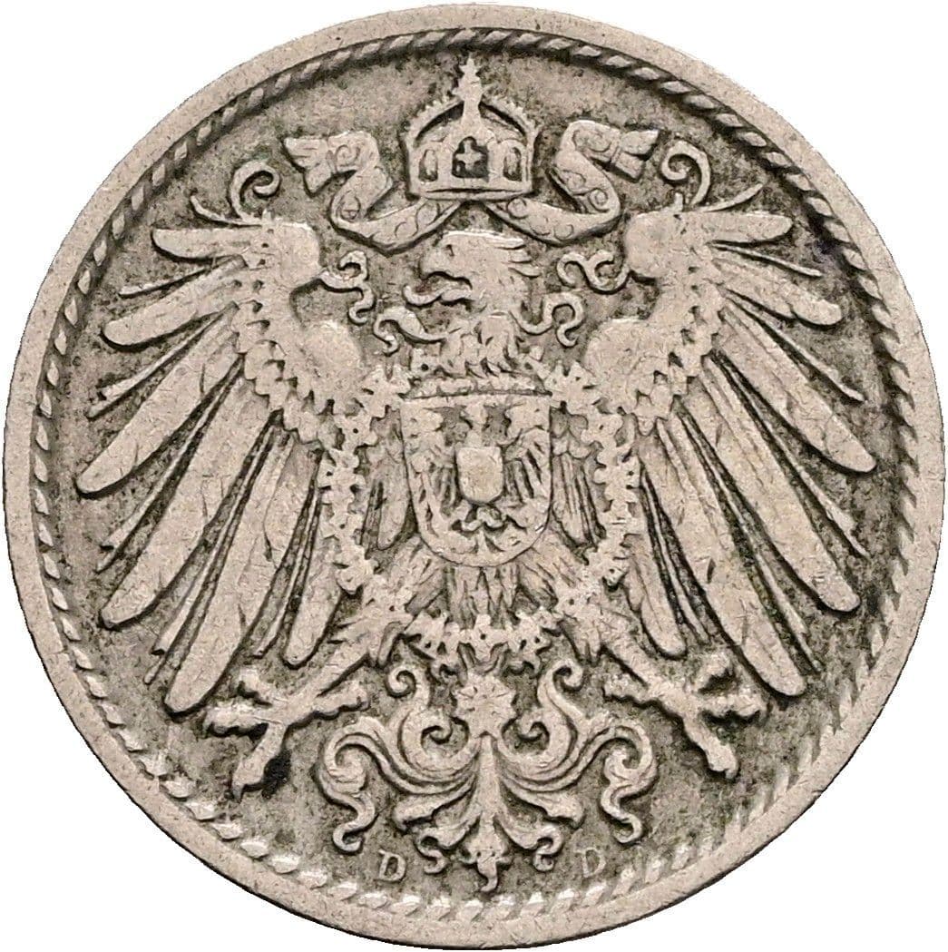 5 Pfennig 1905 D – Rückseite