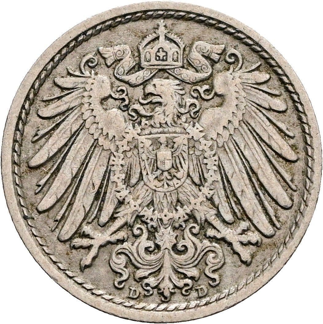 5 Pfennig 1911 D – Rückseite