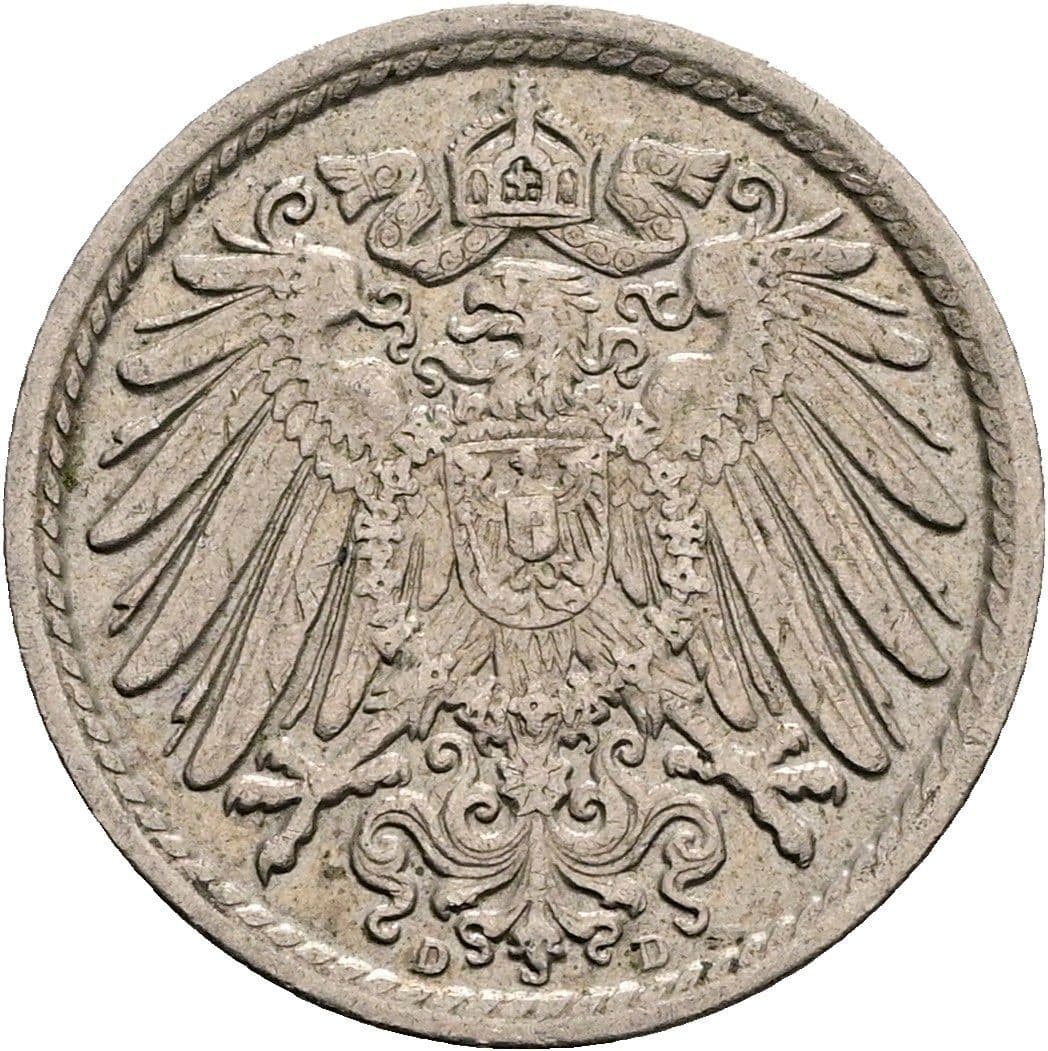 5 Pfennig 1913 D – Rückseite