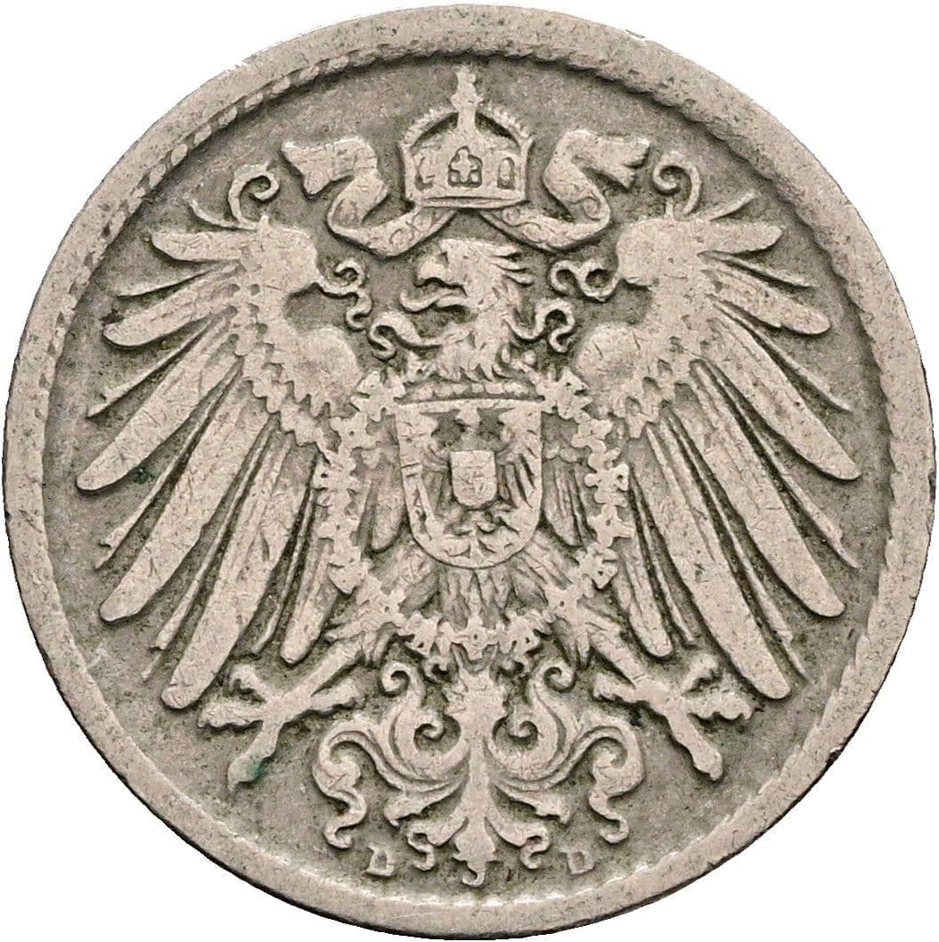 5 Pfennig 1894 D – Rückseite