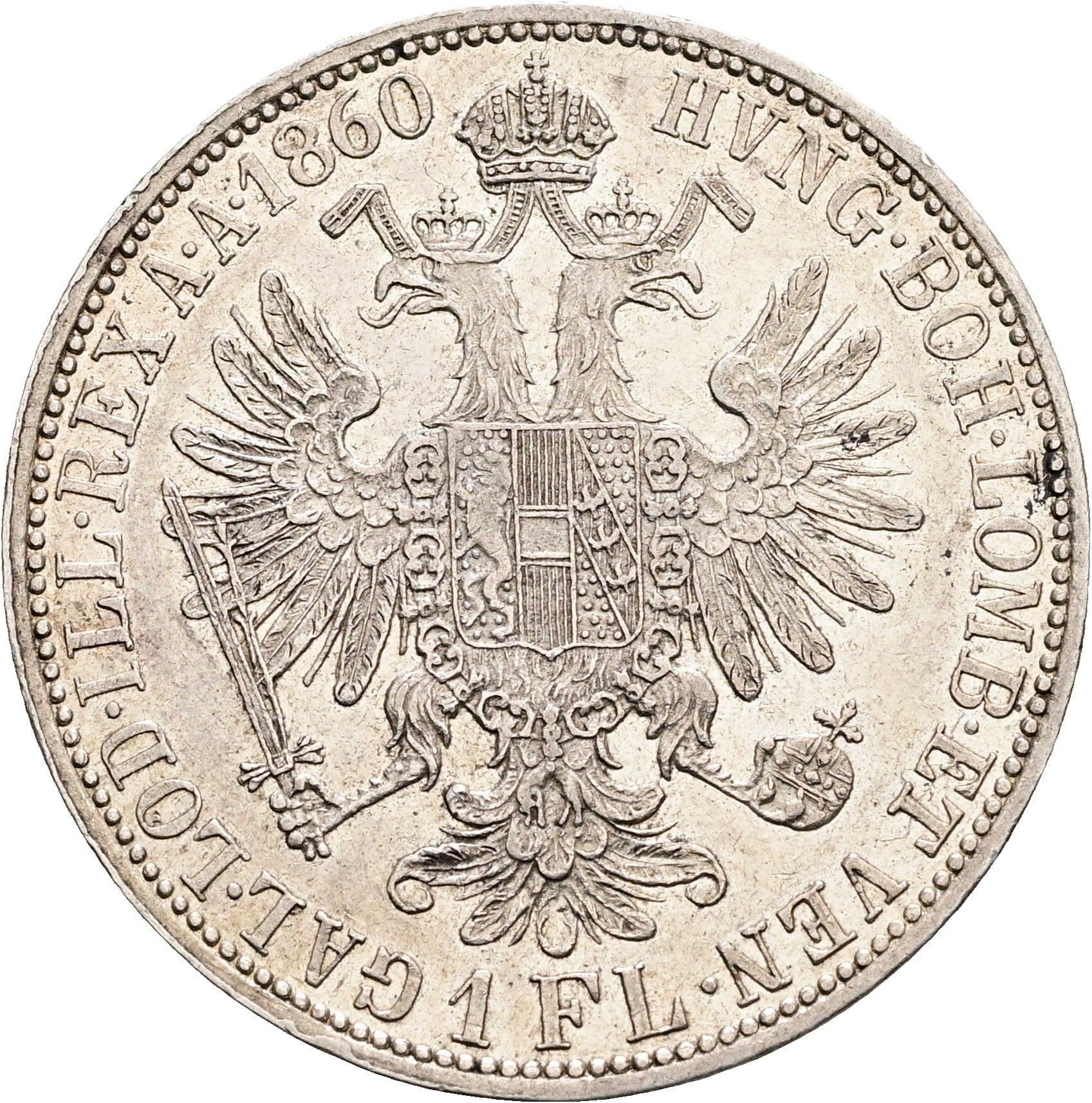1 Gulden Franz Joseph I. 1848-1916 1860 A – Rückseite