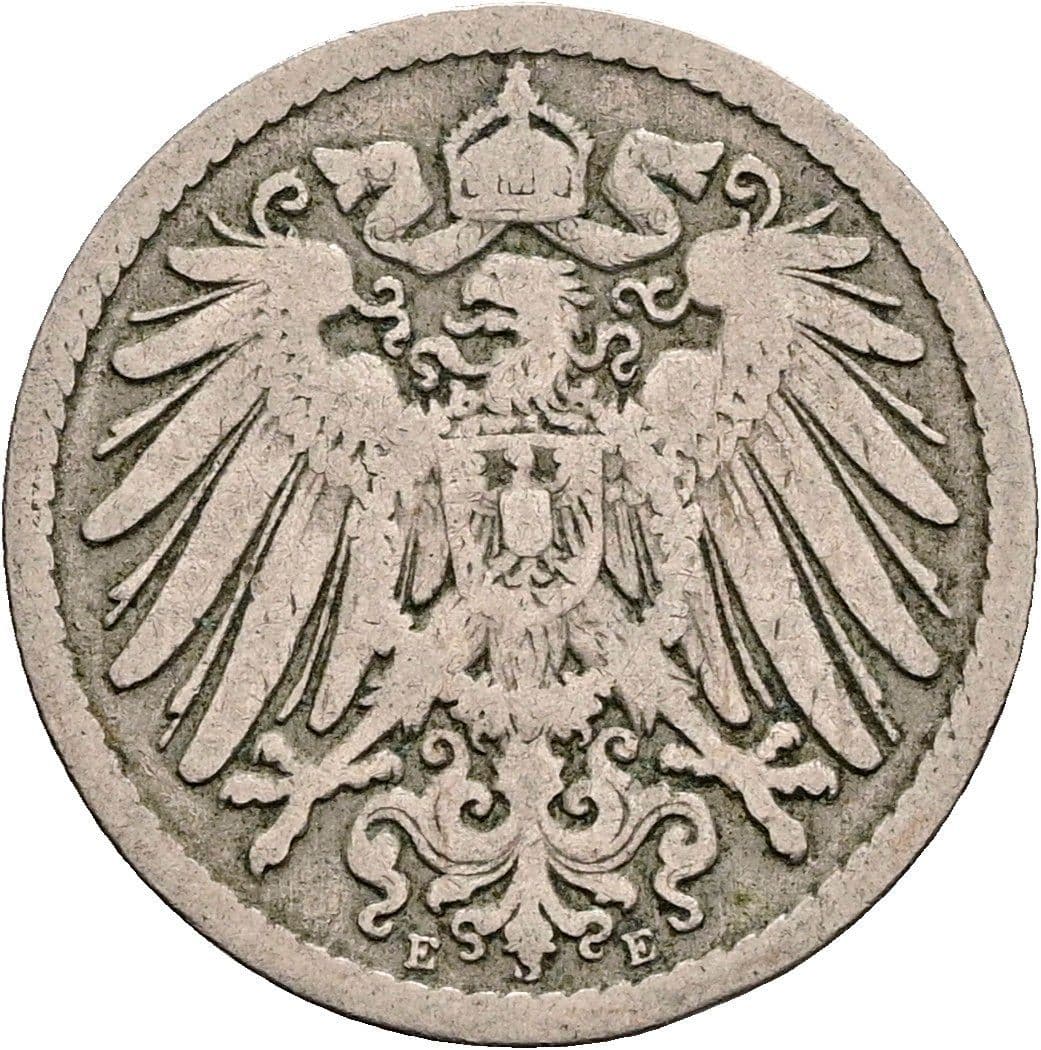 5 Pfennig 1890 E – Rückseite