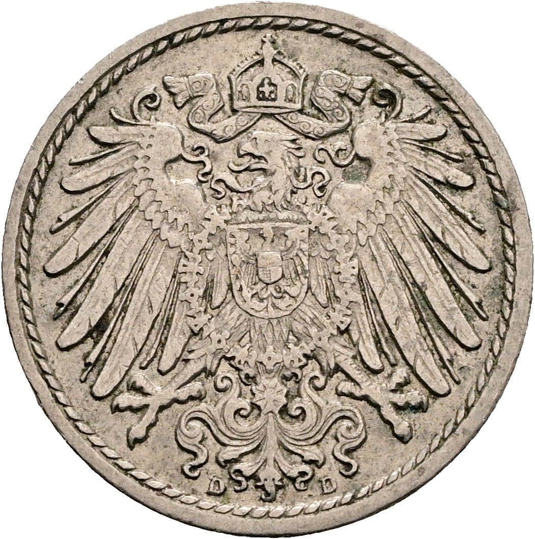 5 Pfennig 1908 D – Rückseite