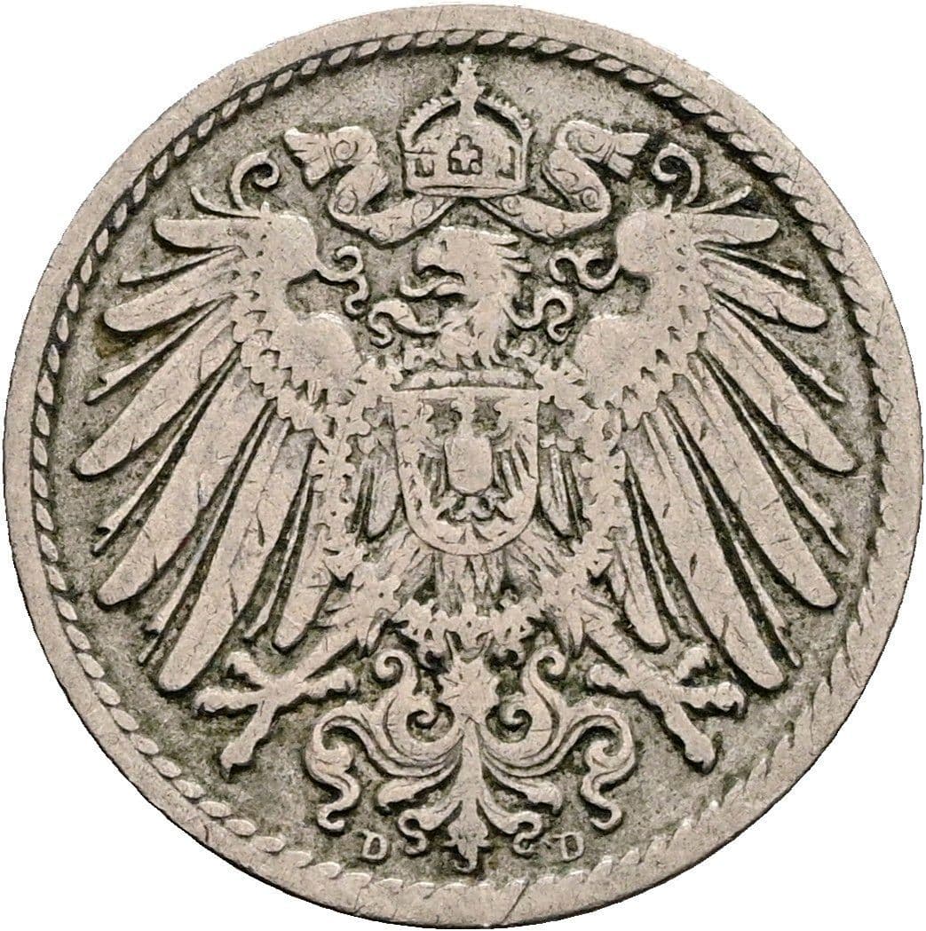 5 Pfennig 1905 D – Rückseite