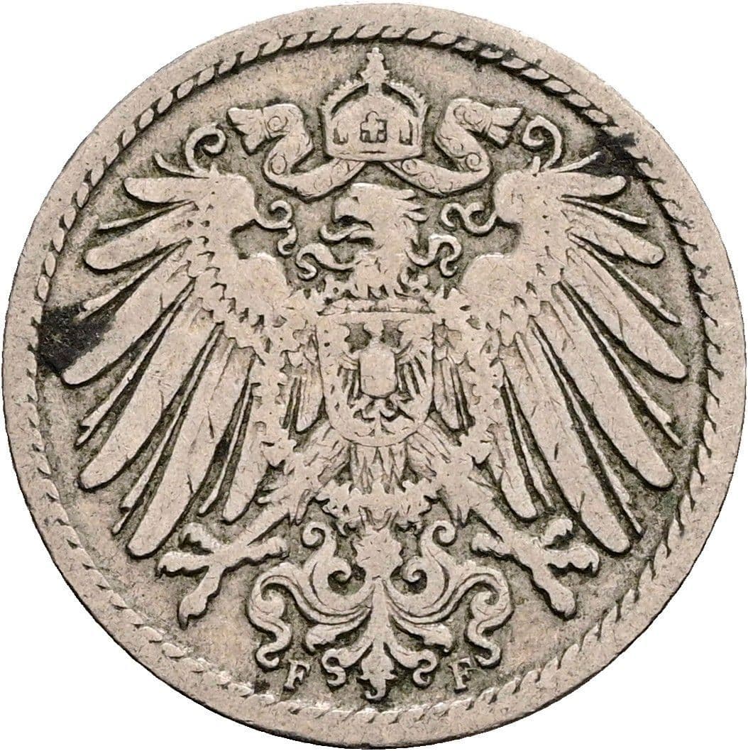 5 Pfennig 1898 F – Rückseite