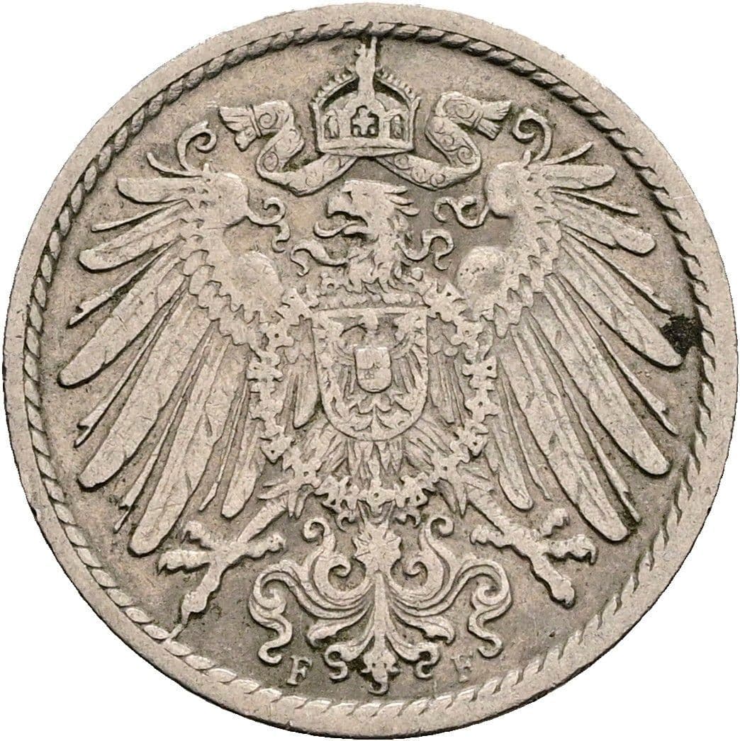 5 Pfennig 1907 F – Rückseite