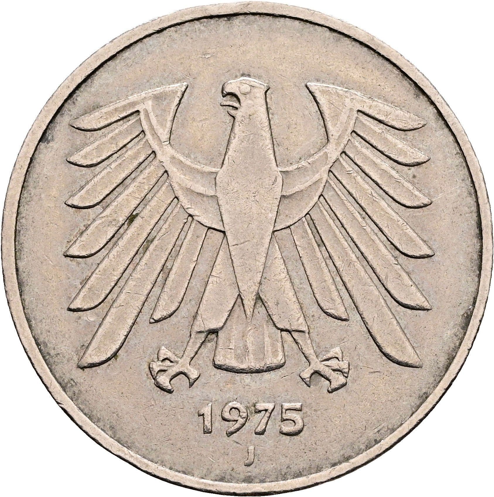 5 Deutsche Mark 1975 J – Rückseite