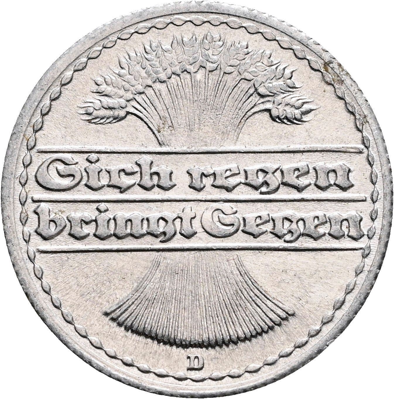 50 Pfennig 1921 D – Rückseite