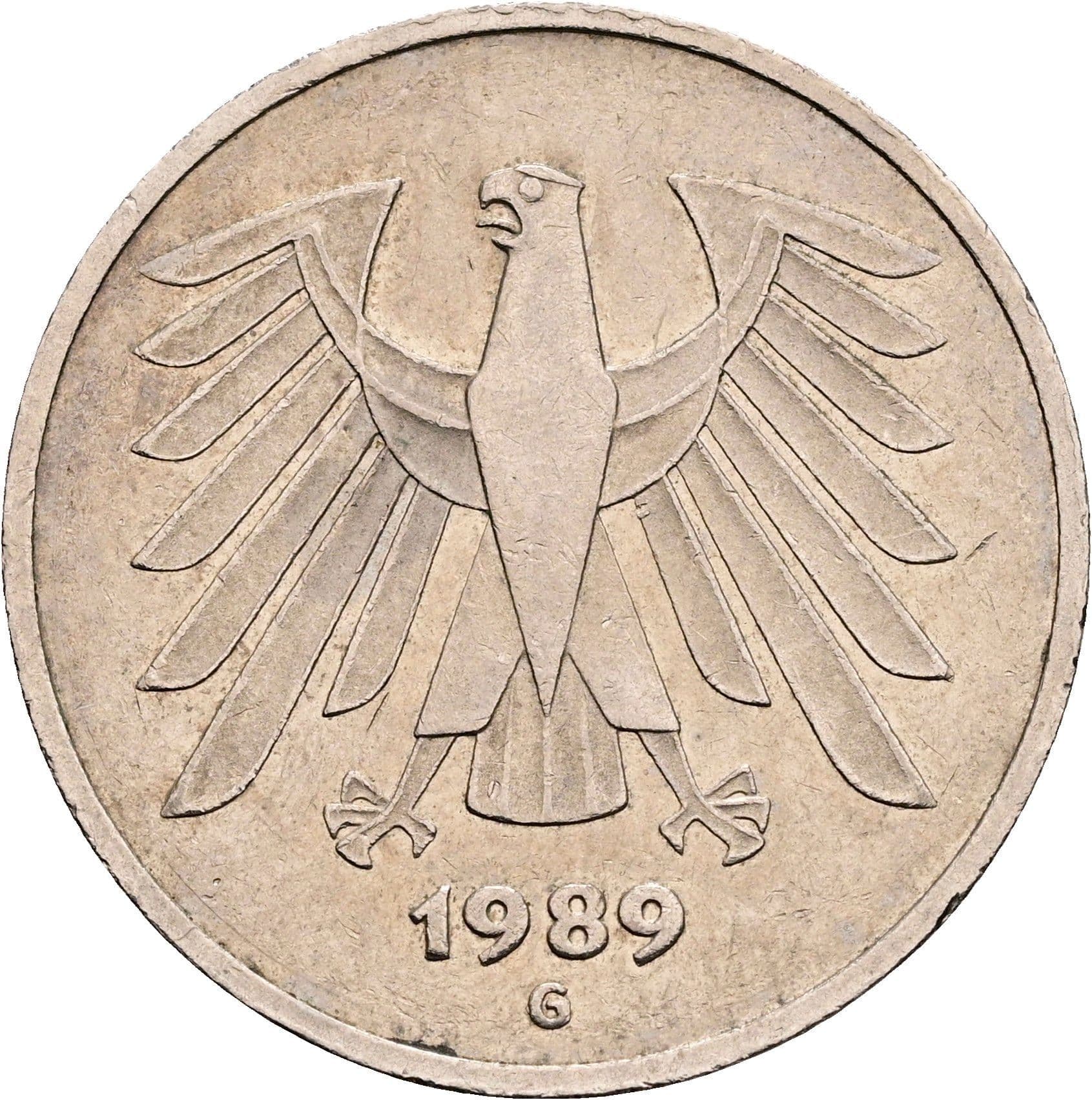5 Deutsche Mark 1989 G – Rückseite
