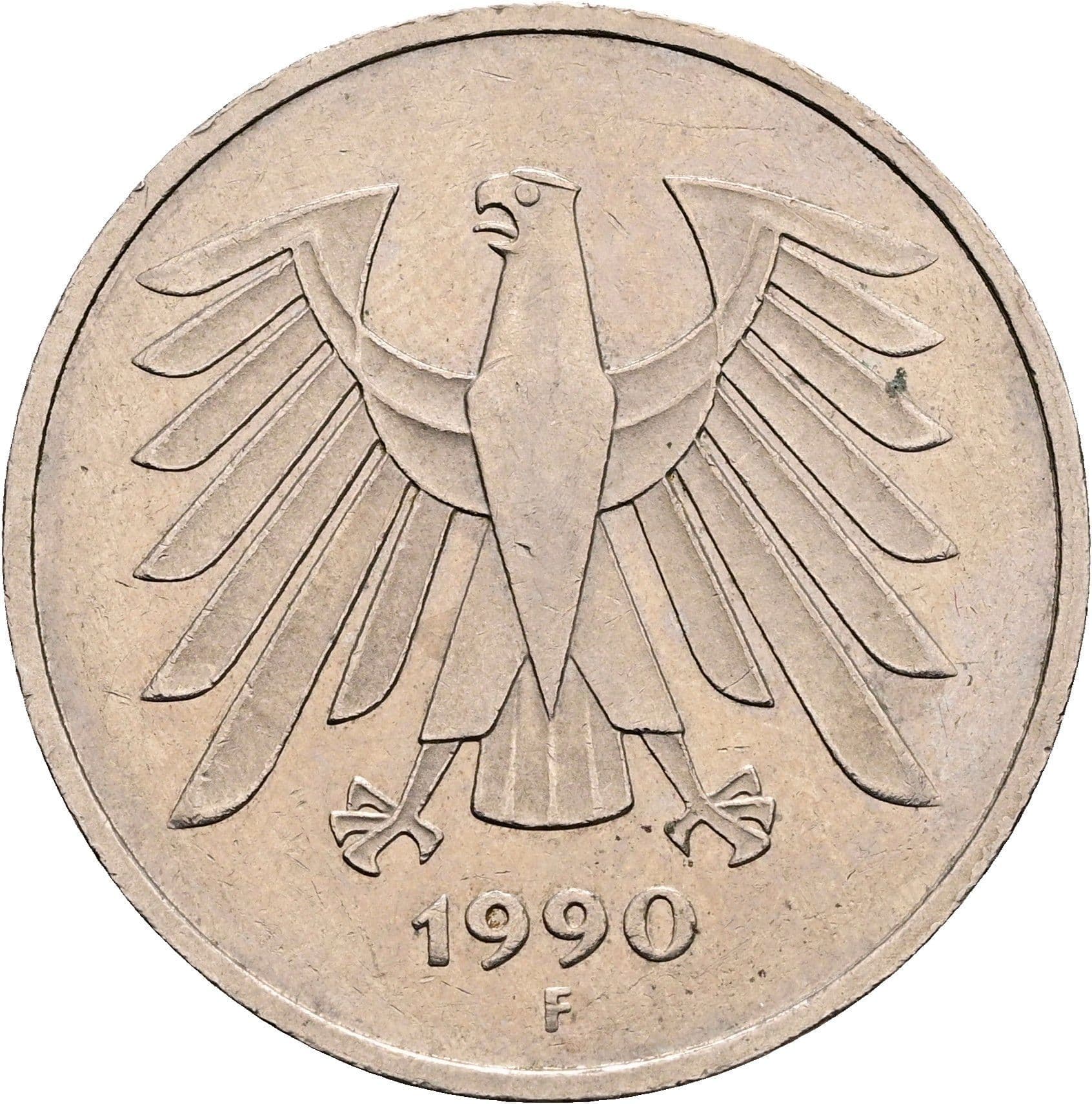 5 Deutsche Mark 1990 F – Rückseite