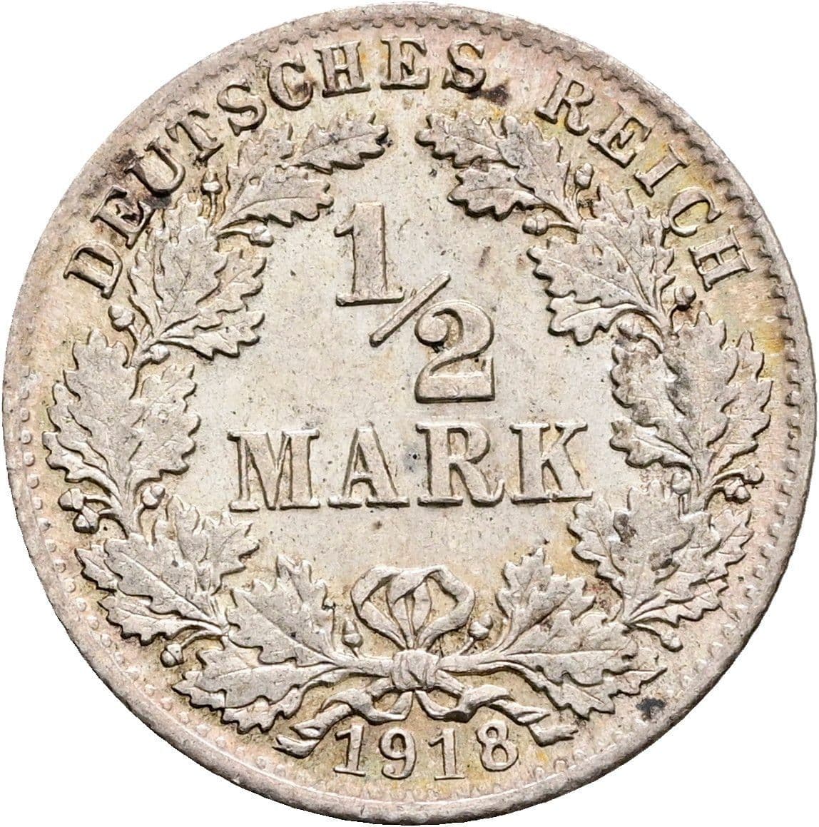 1/2 Mark 1918 D – Vorderseite
