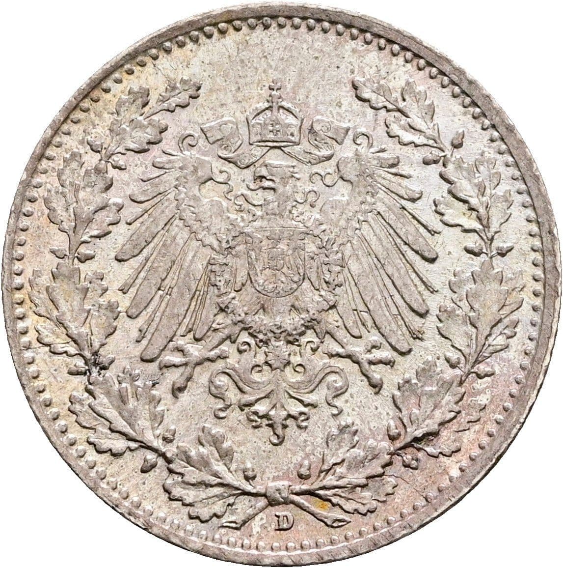 1/2 Mark 1918 D – Rückseite