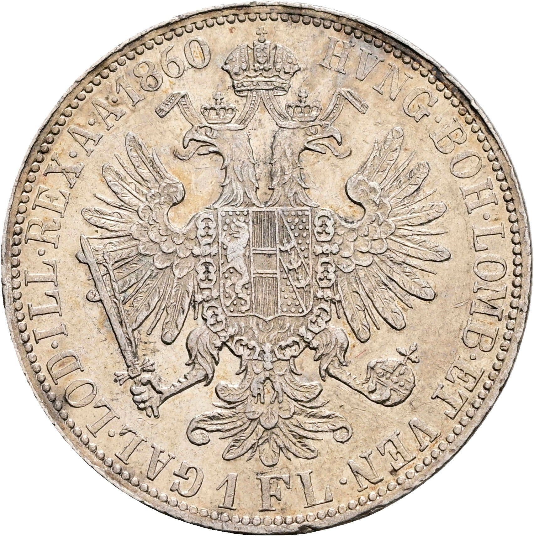 1 Gulden Franz Joseph I. 1848-1916 Wien 1860 A – Rückseite