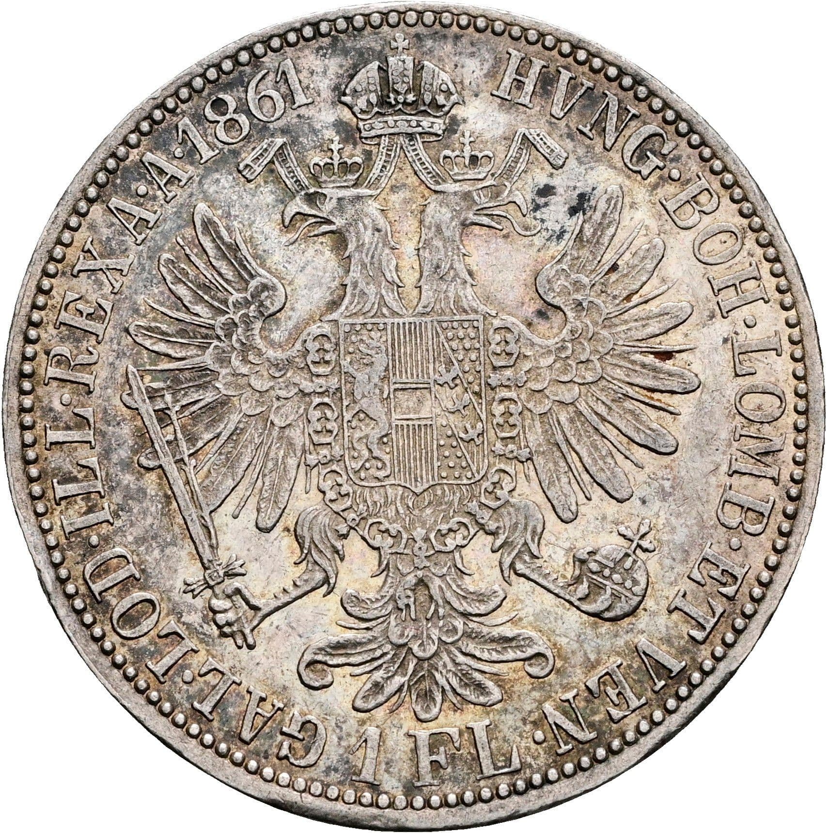 1 Gulden Franz Joseph I. 1848-1916 Wien 1861 A – Rückseite