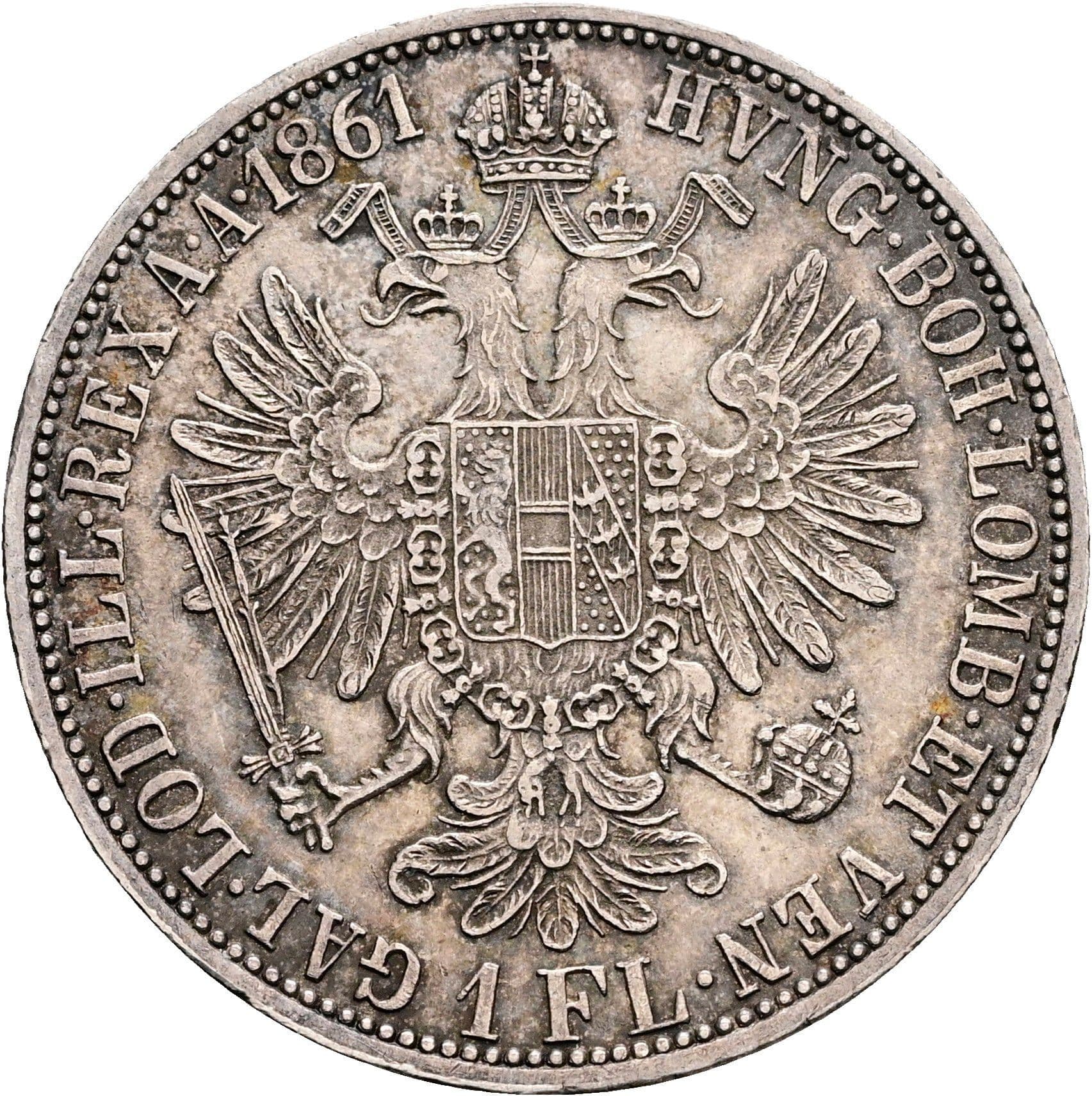 1 Gulden Franz Joseph I. 1848-1916 Wien 1861 A – Rückseite