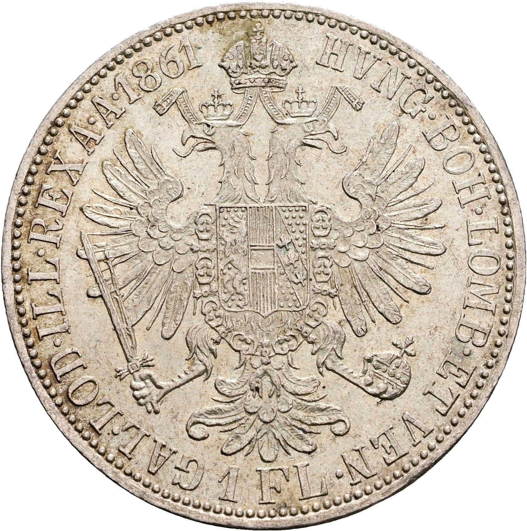 1 Gulden Franz Joseph I. 1848-1916 Wien 1861 A – Rückseite