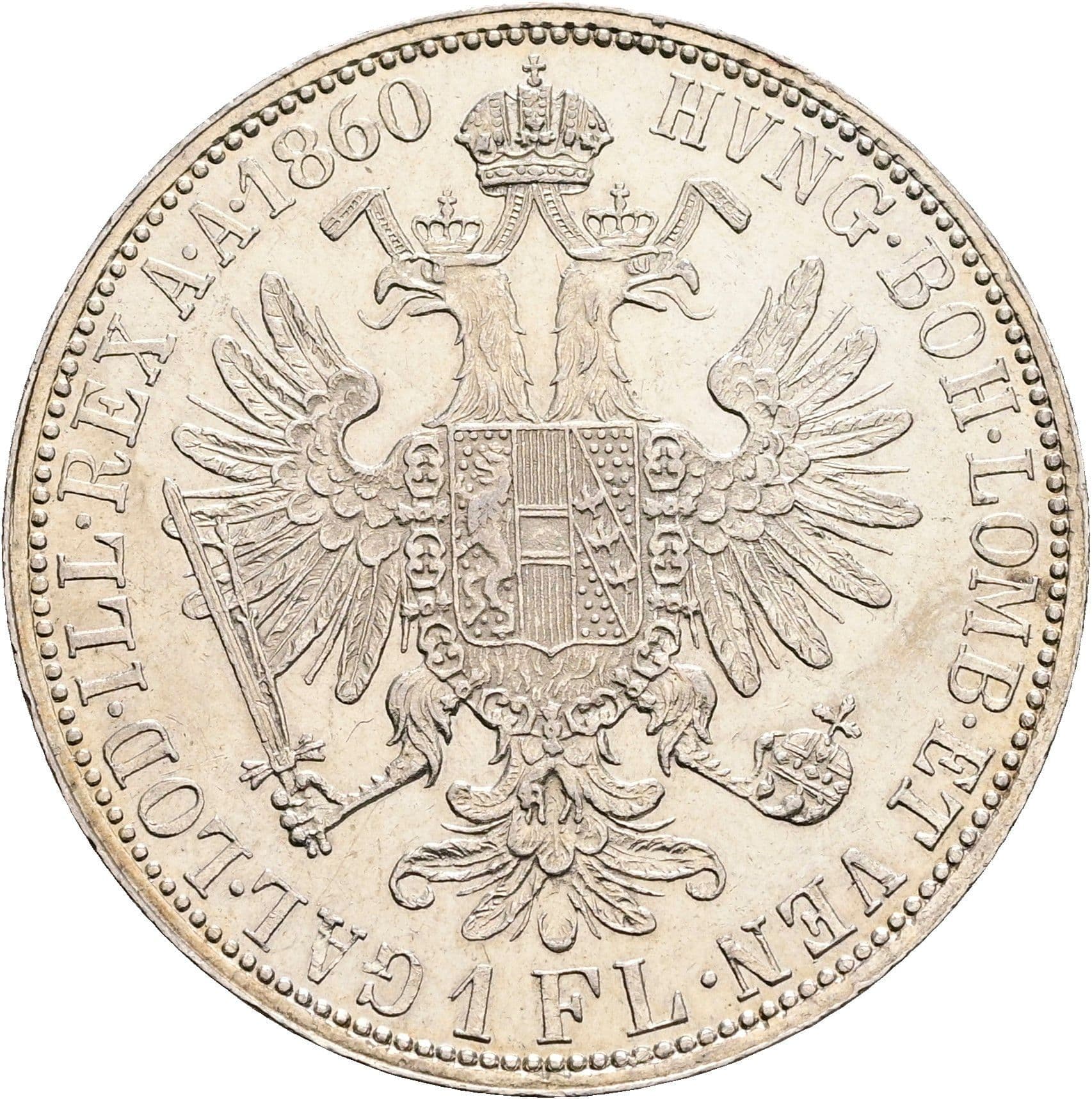 1 Gulden Franz Joseph I. 1848-1916 Wien 1860 A – Rückseite