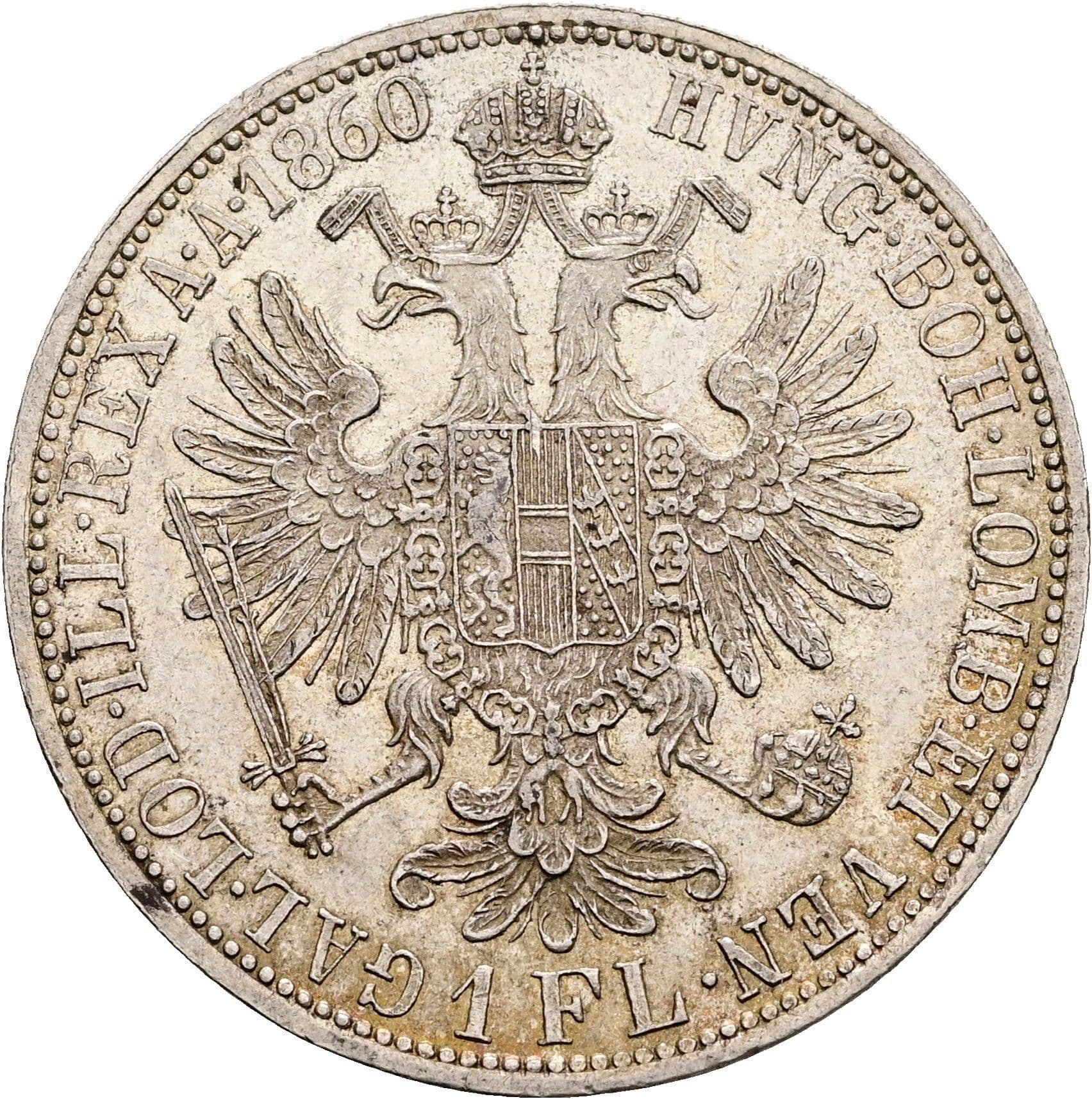 1 Gulden Franz Joseph I. 1848-1916 Wien 1860 A – Rückseite