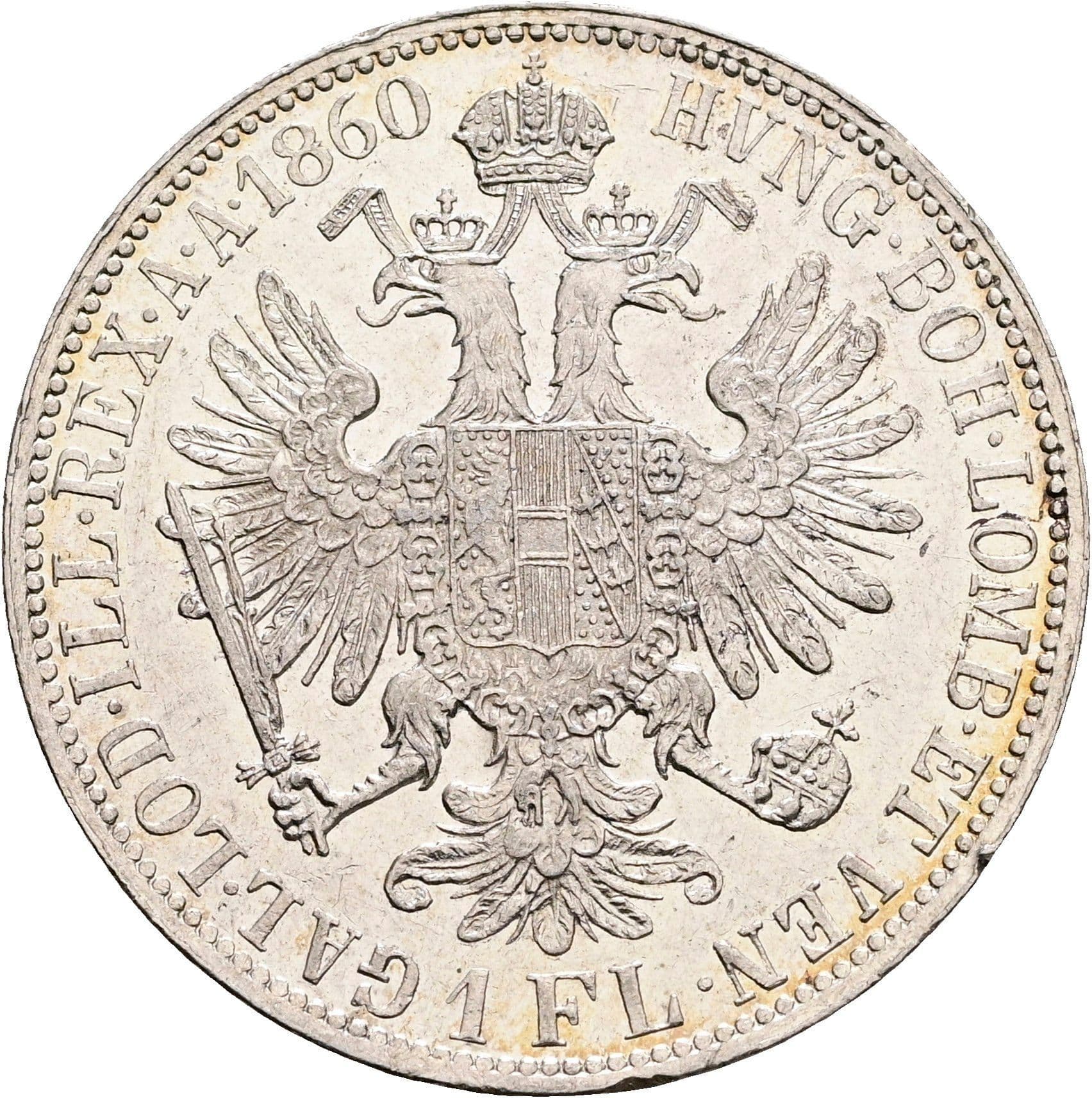 1 Gulden Franz Joseph I. 1848-1916 Wien 1860 A – Rückseite