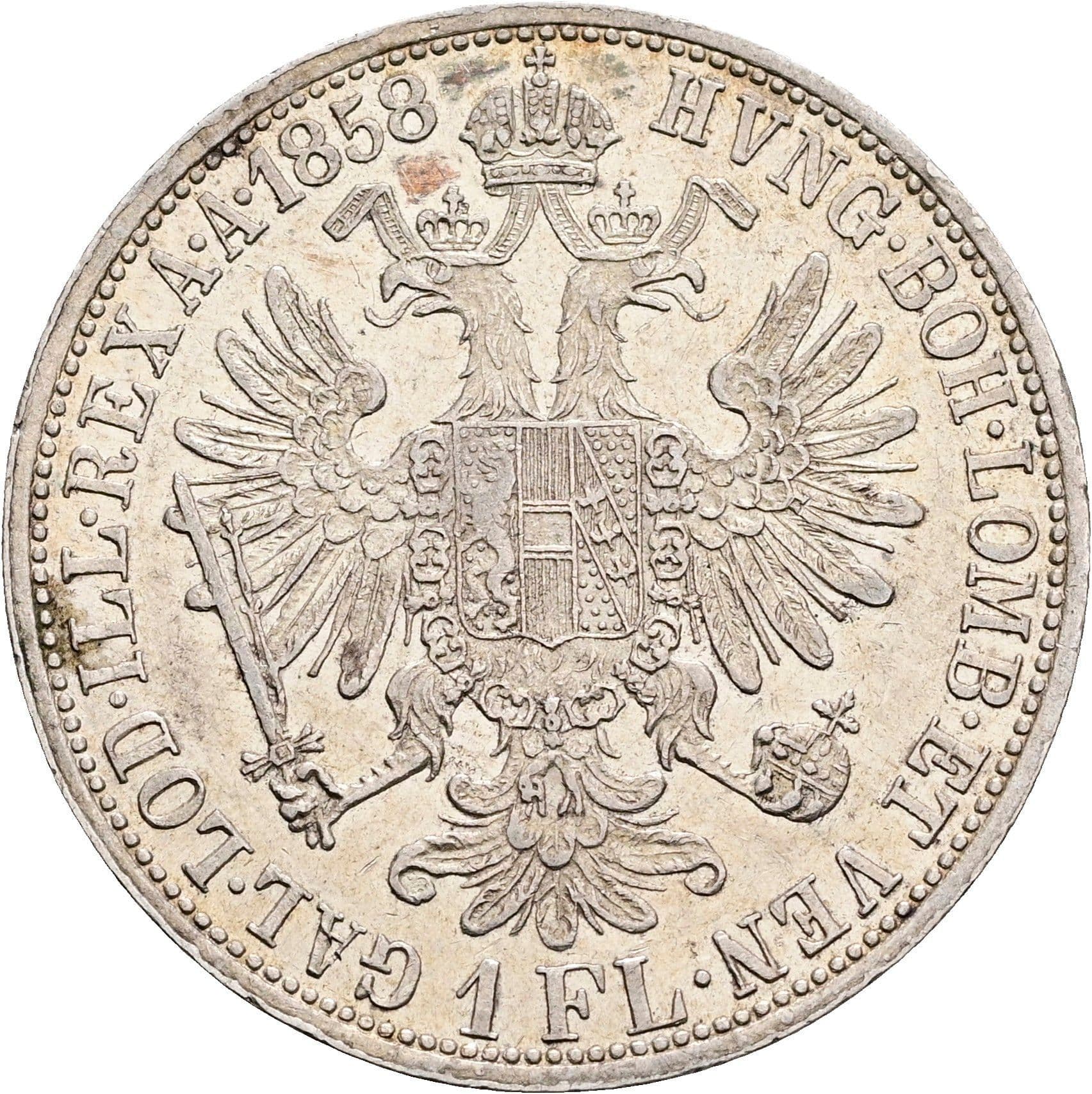 1 Gulden Franz Joseph I. 1848-1916 Wien 1858 A – Rückseite