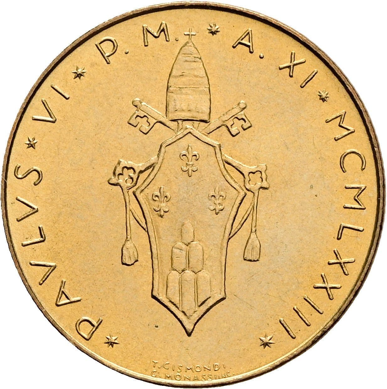 20 Lire Papst Paul VI. 1963-1978 1973 – Rückseite