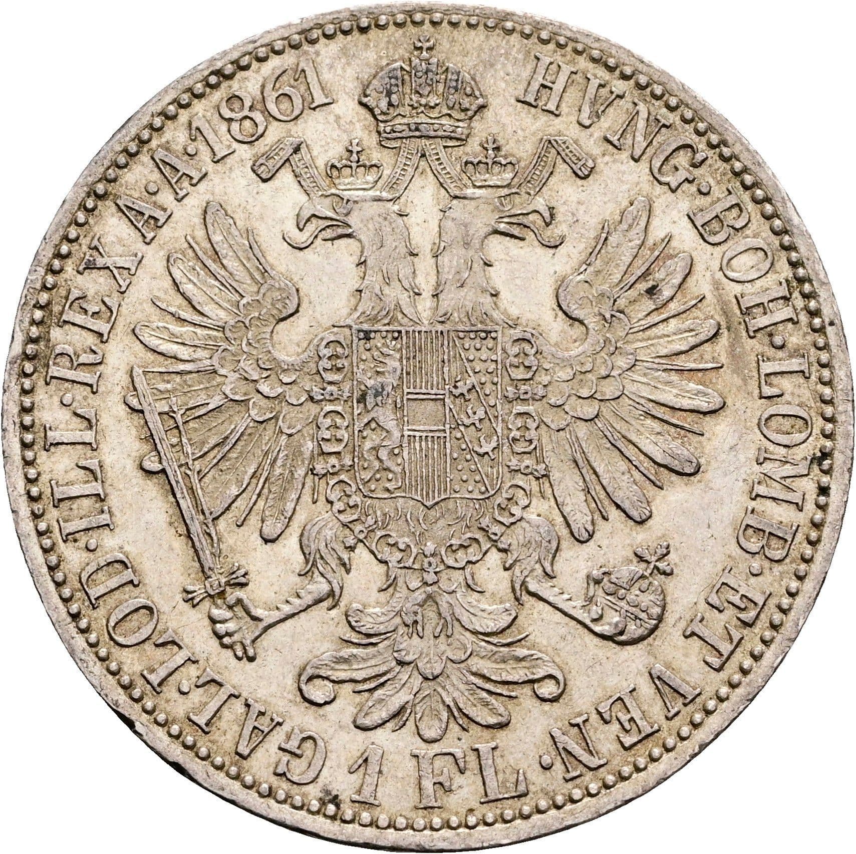 1 Gulden Franz Joseph I. 1848-1916 Wien 1861 A – Rückseite
