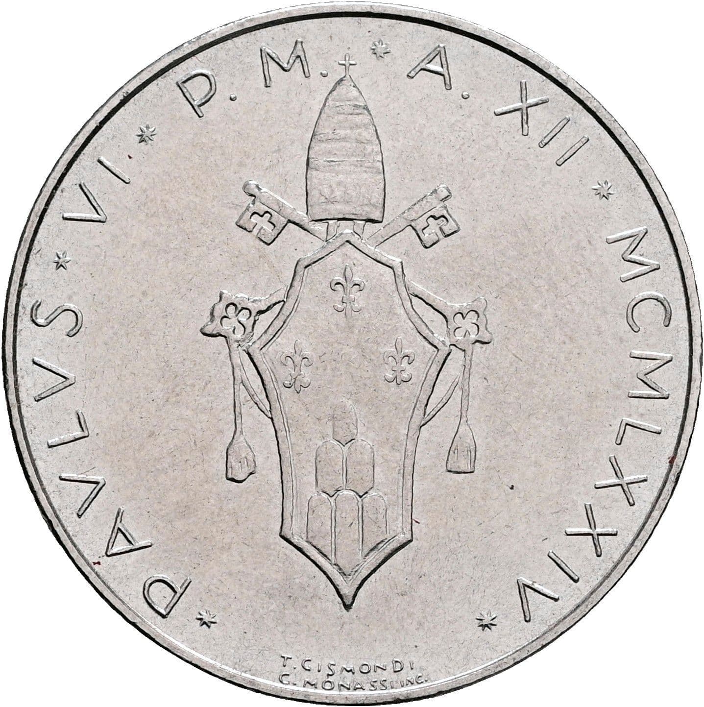 50 Lire Papst Paul VI. 1963-1978 1974 – Rückseite
